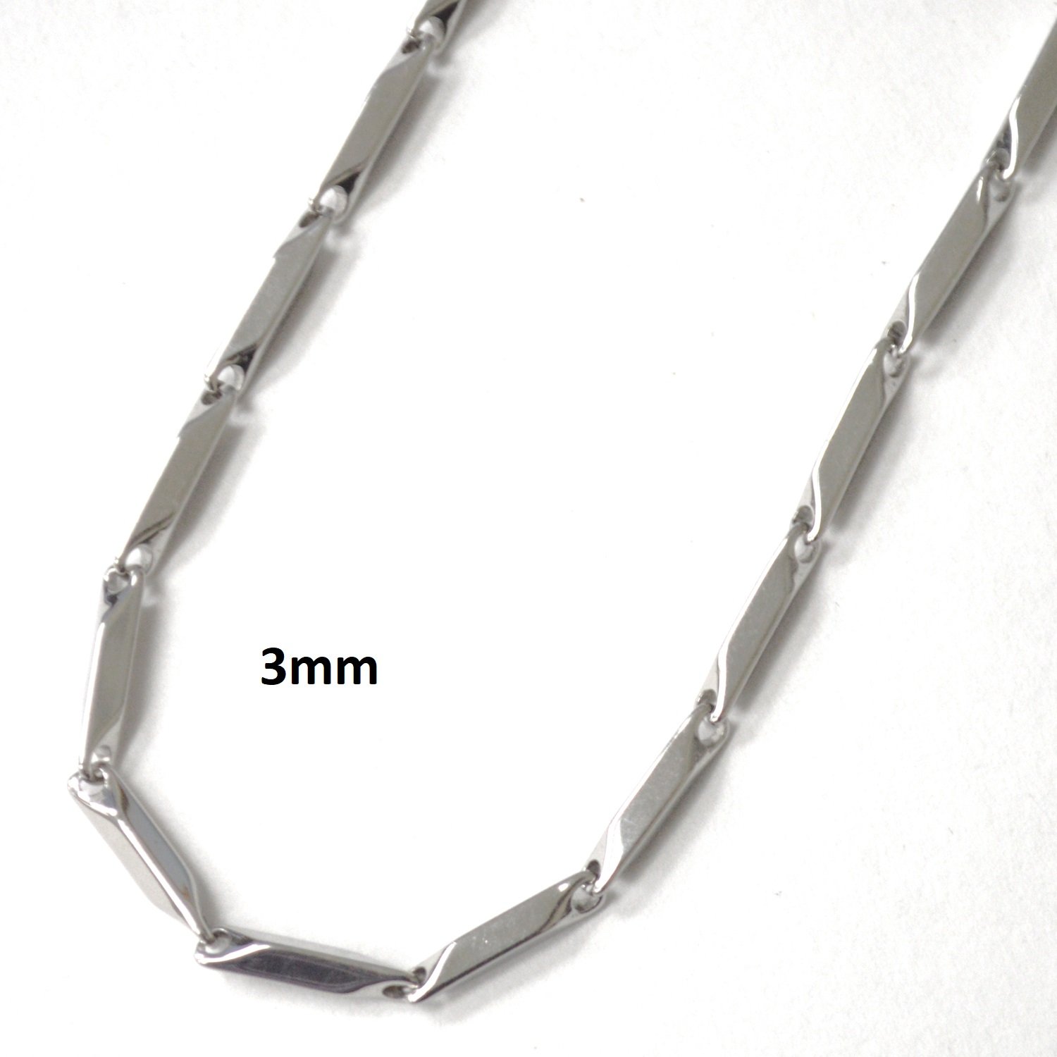 3mm Block Stainless Steel Necklace 85-197S-3