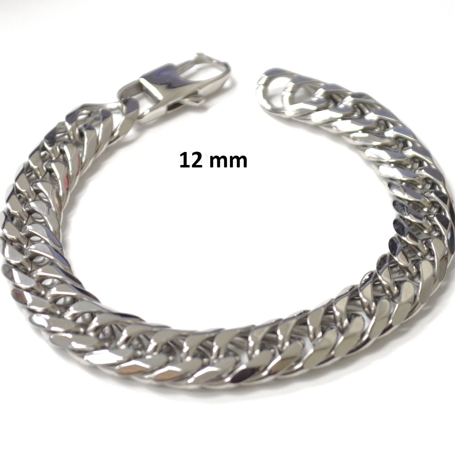 12mm ROMBO/GML Stainless Steel Bevel Bracelet 84-GMLS6-GL-12