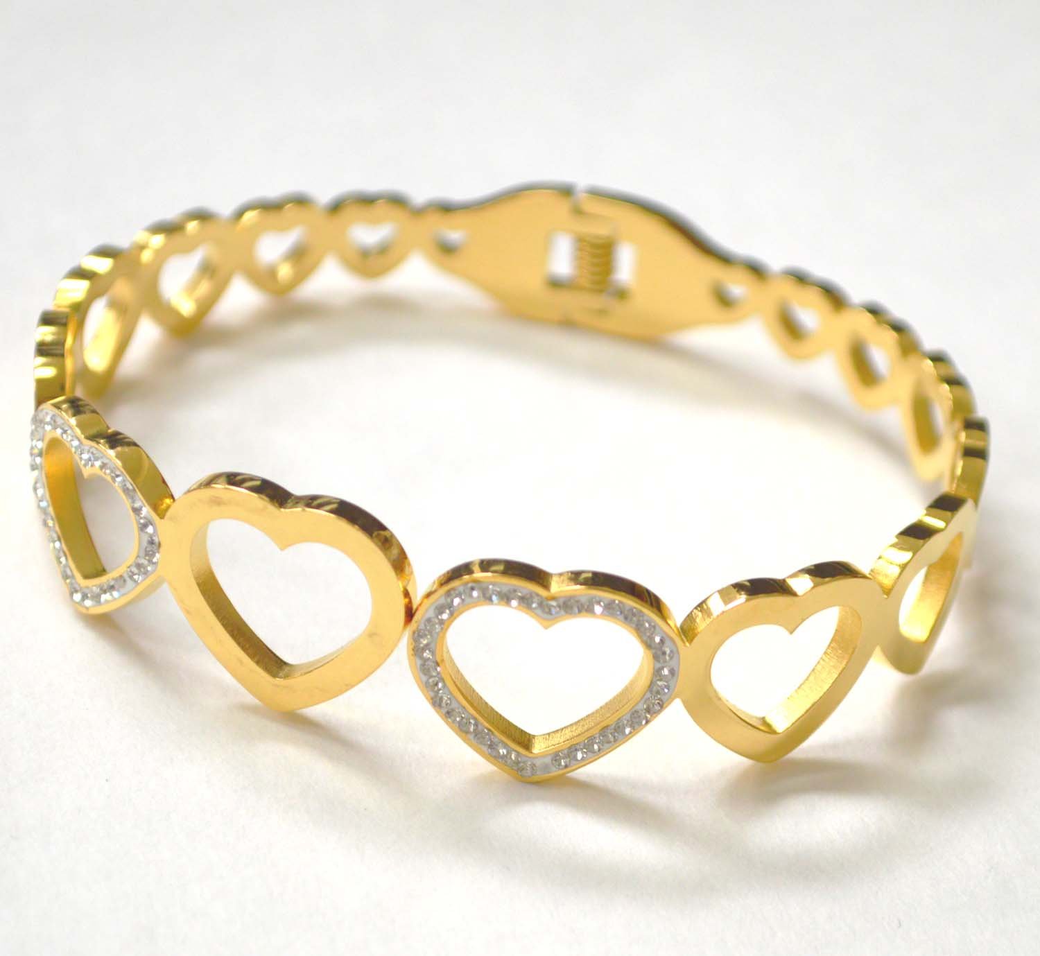Heart Gold IP Plated Bangle 84-1845G