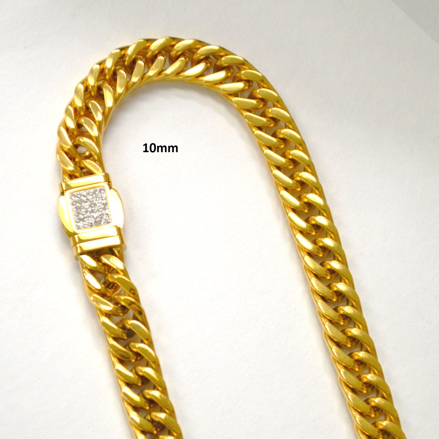 10mm GML with Fancy Lock Gold Plated Necklace 85-291G-10