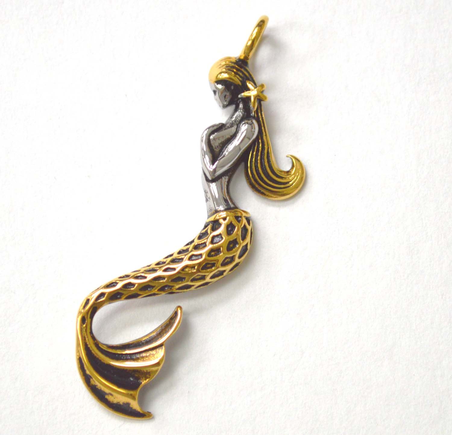 Mermaid 2 Tone Gold Plated Pendant 86-2466-2T