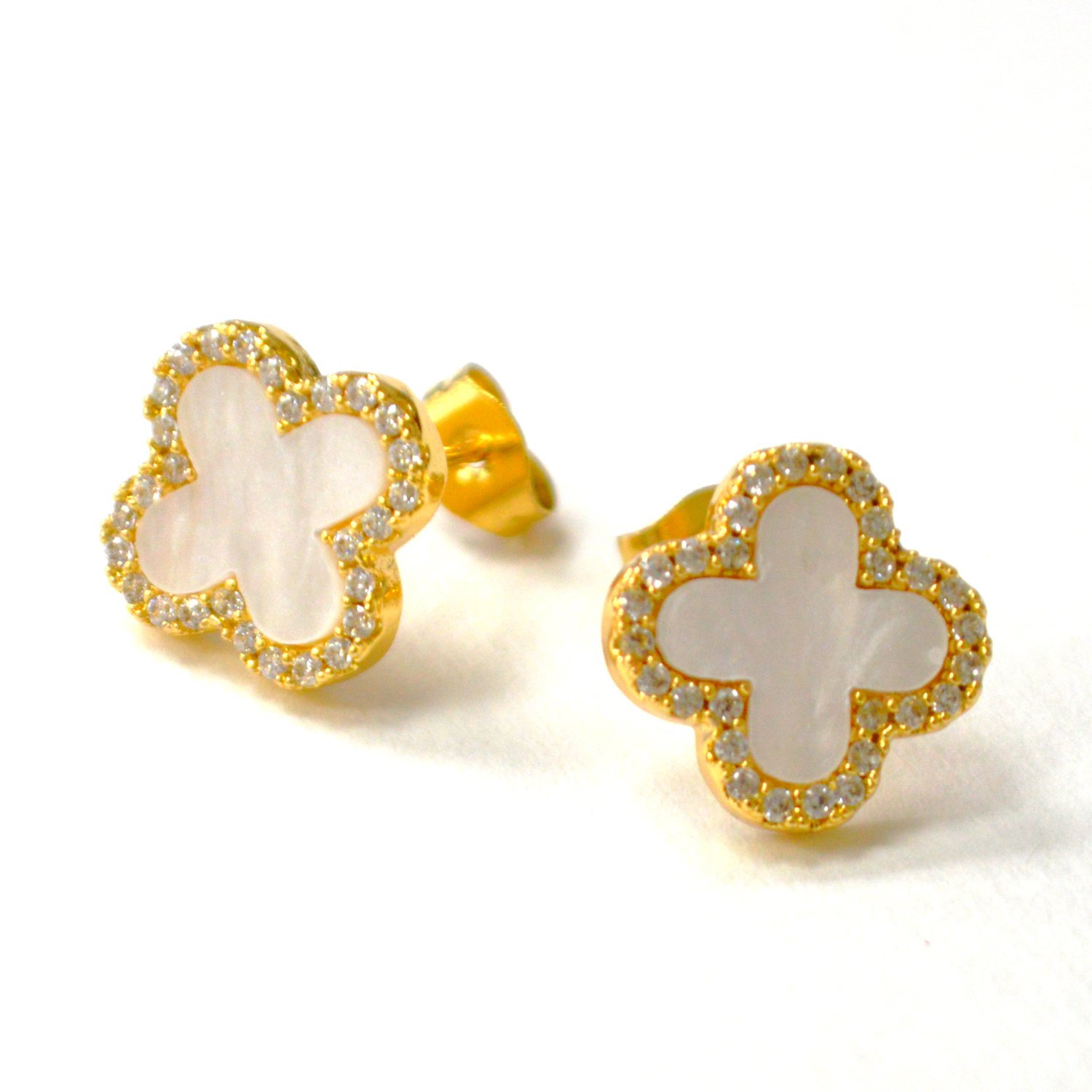 Vintage Clover Leaf Gold IP Plated Earrings 83-961G