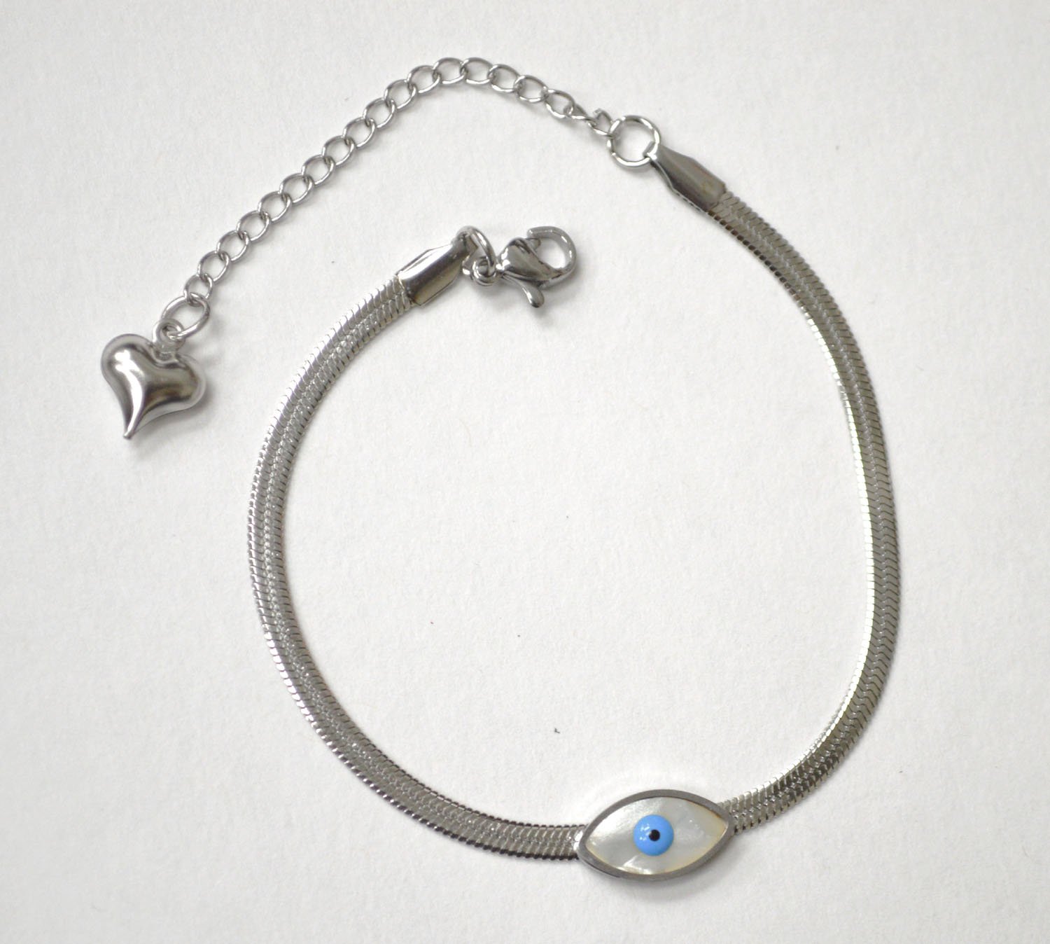 Eye in Herringbone Stainless Steel Bracelet 84-1906S