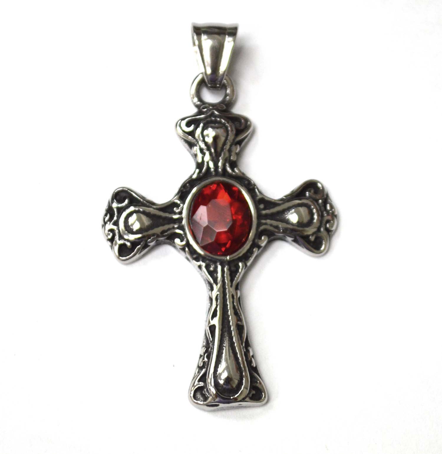 Cross with Red Stone Pendant 86-2383