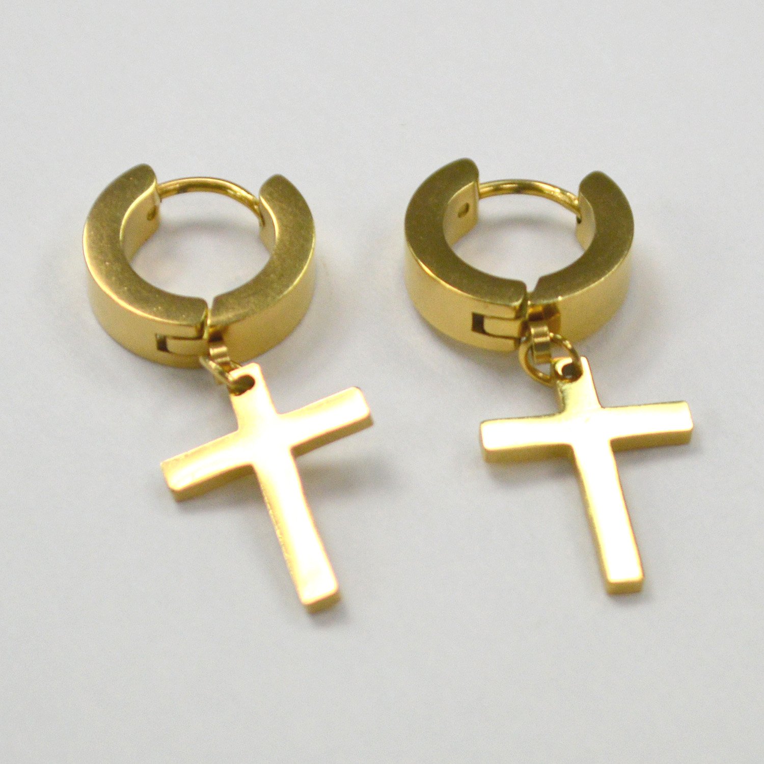 Dangling Cross Huggies Gold Plated 83-626G-3