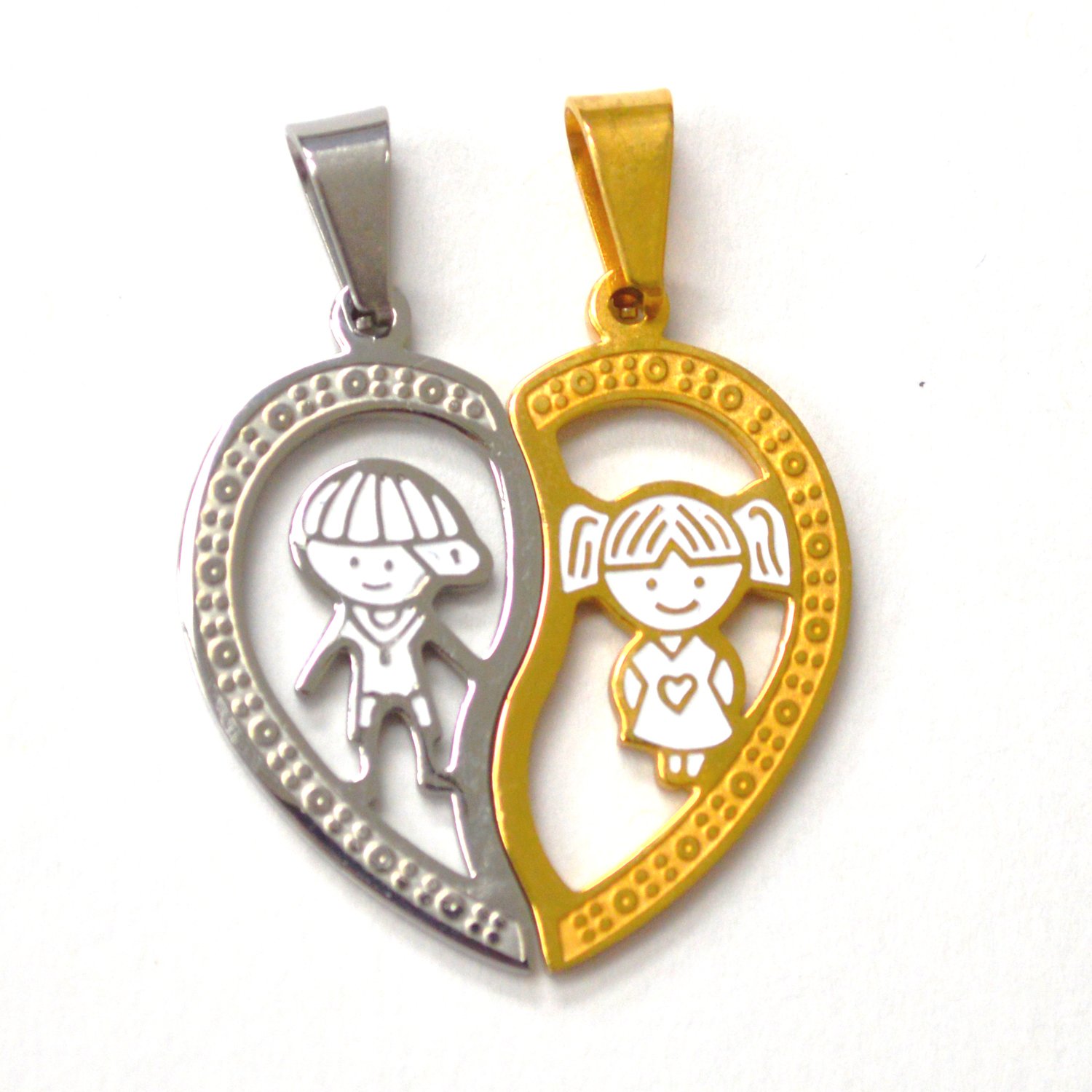 Breakable Heart 2 Tone Stainless Steel Pendant 86-2996