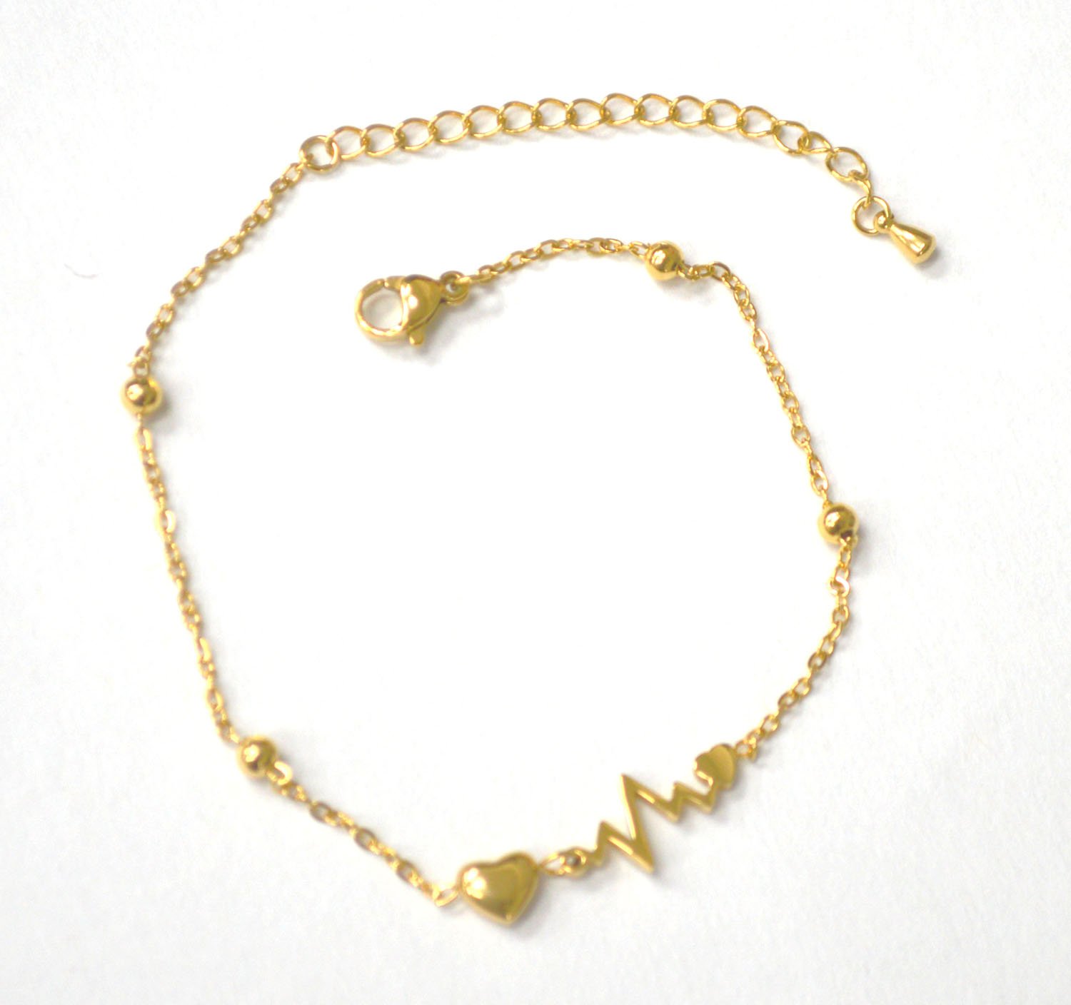 Heart Beat Gold IP Plated Anklet 82-231G
