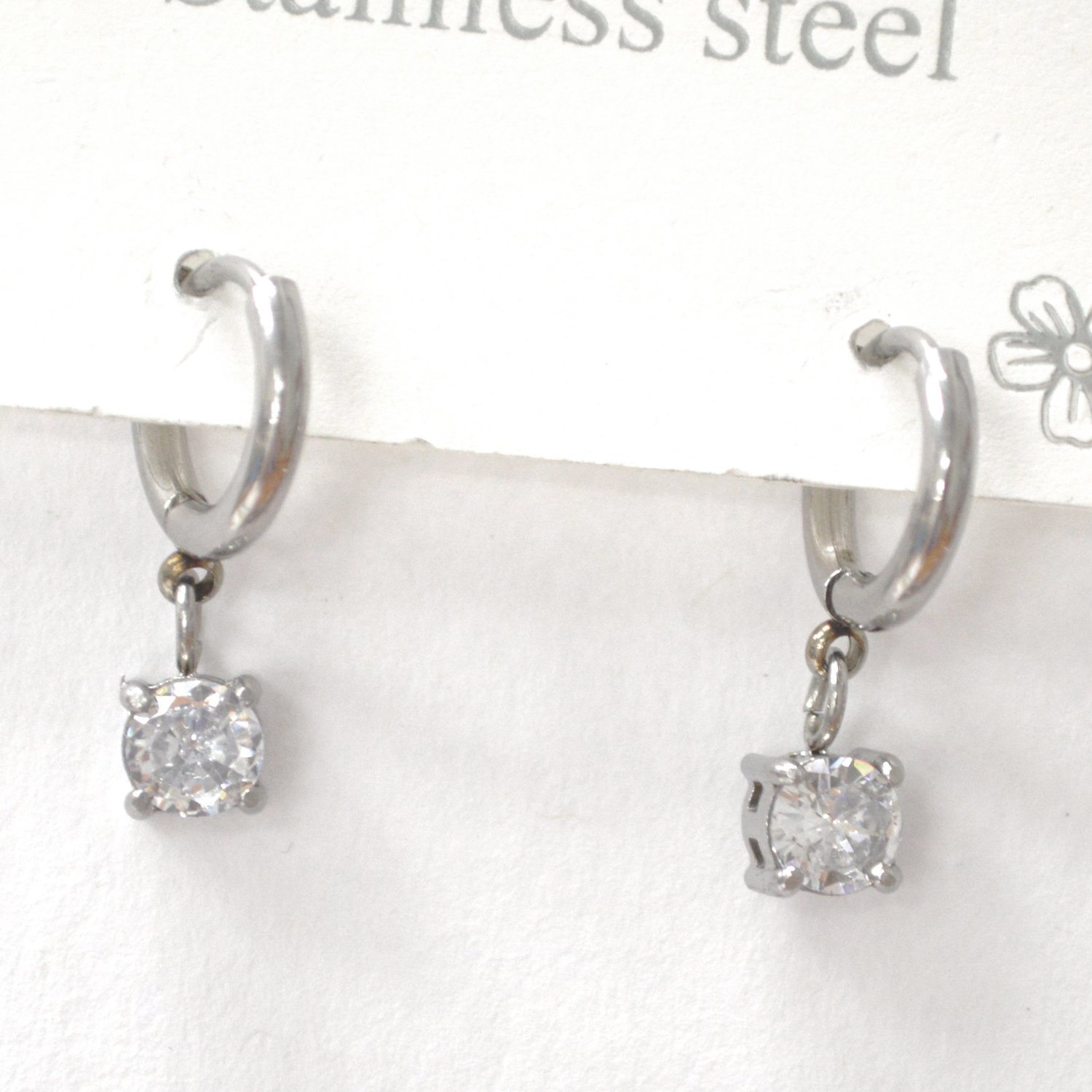 Dangling CZ Hoops Stainless Steel 83-943-5 Round