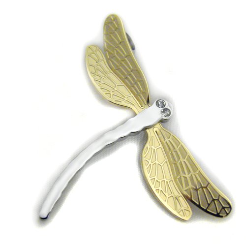 Dragonfly 2 Tone Gold Pendant 86-1123G