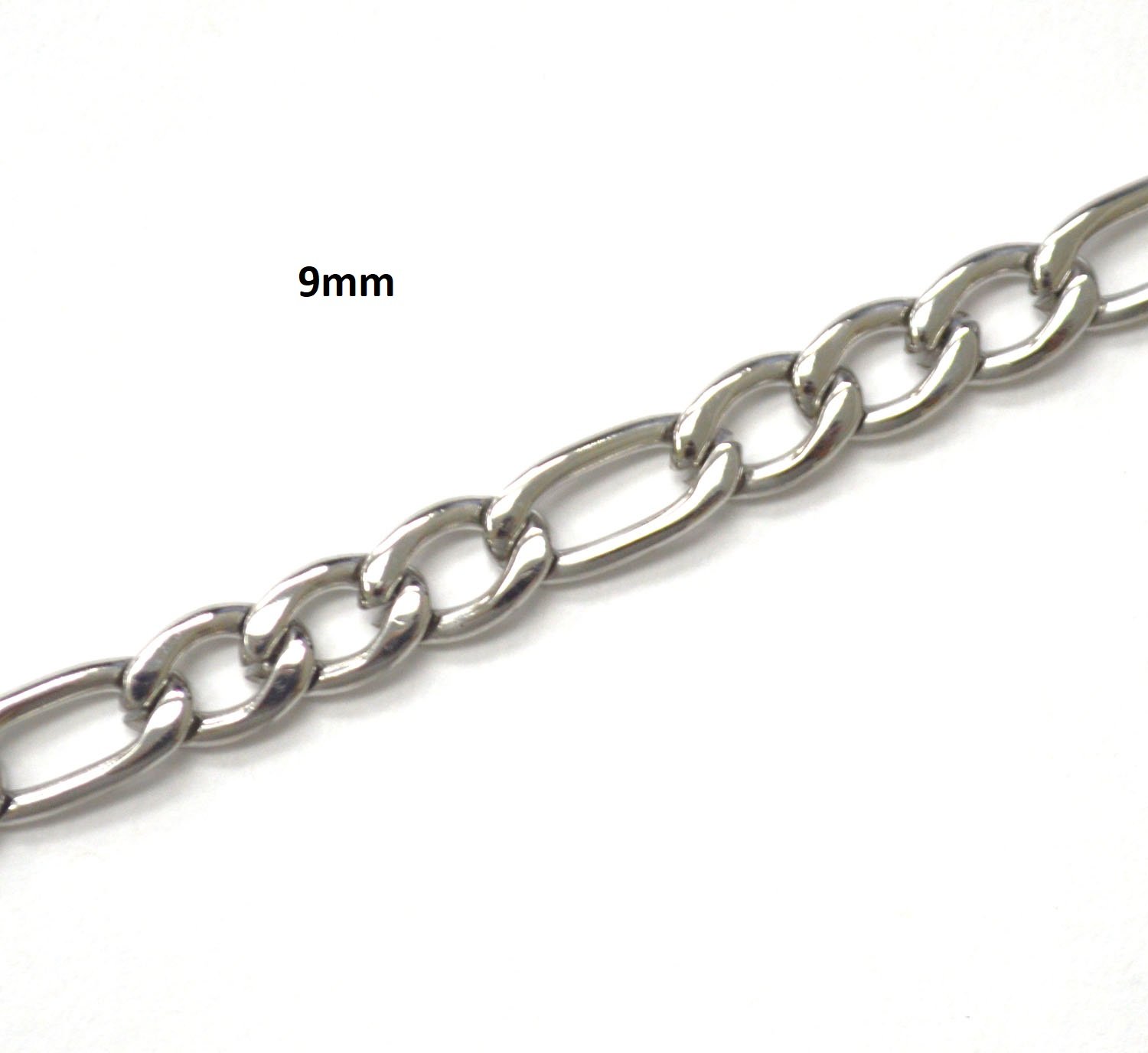 9mm Figaro Stainless Steel Bracelet 84-110-9