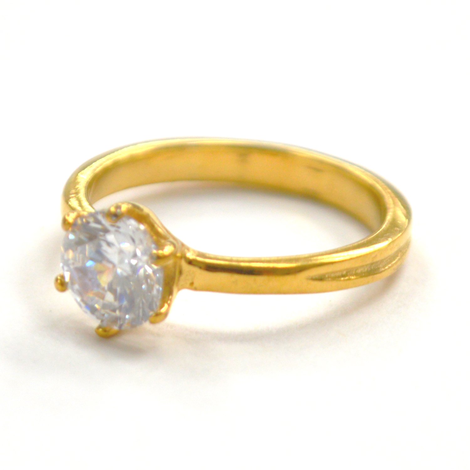 7mm CZ Gold IP Plated Ring  81-1028G-7