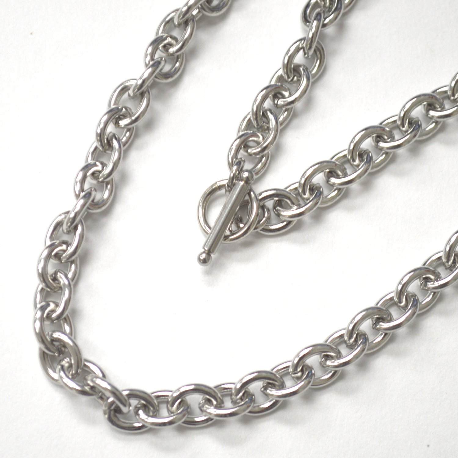 Oval Link Stainless Steel Necklace with Toggle Lock 85-313