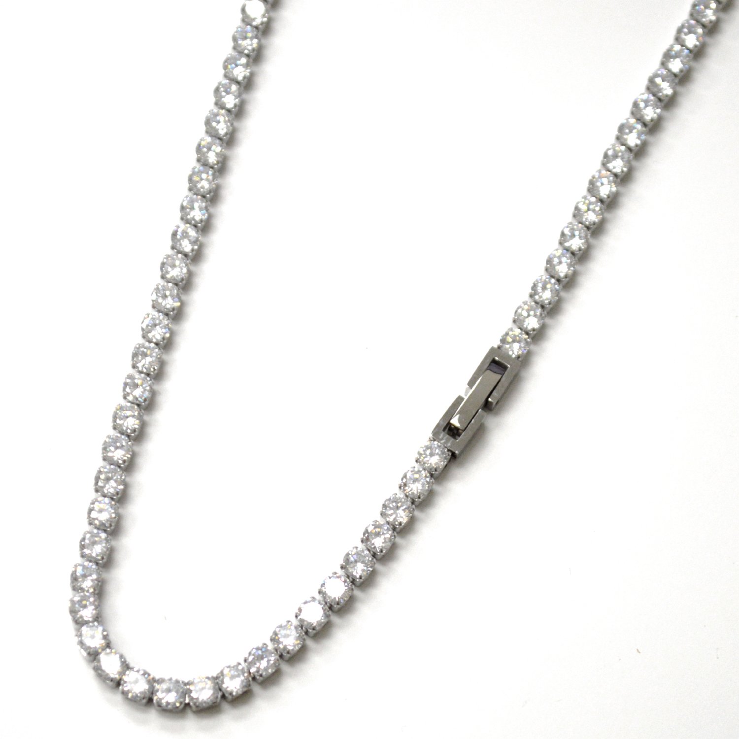 4mm Tennis Necklace Stainless Steel 04-18