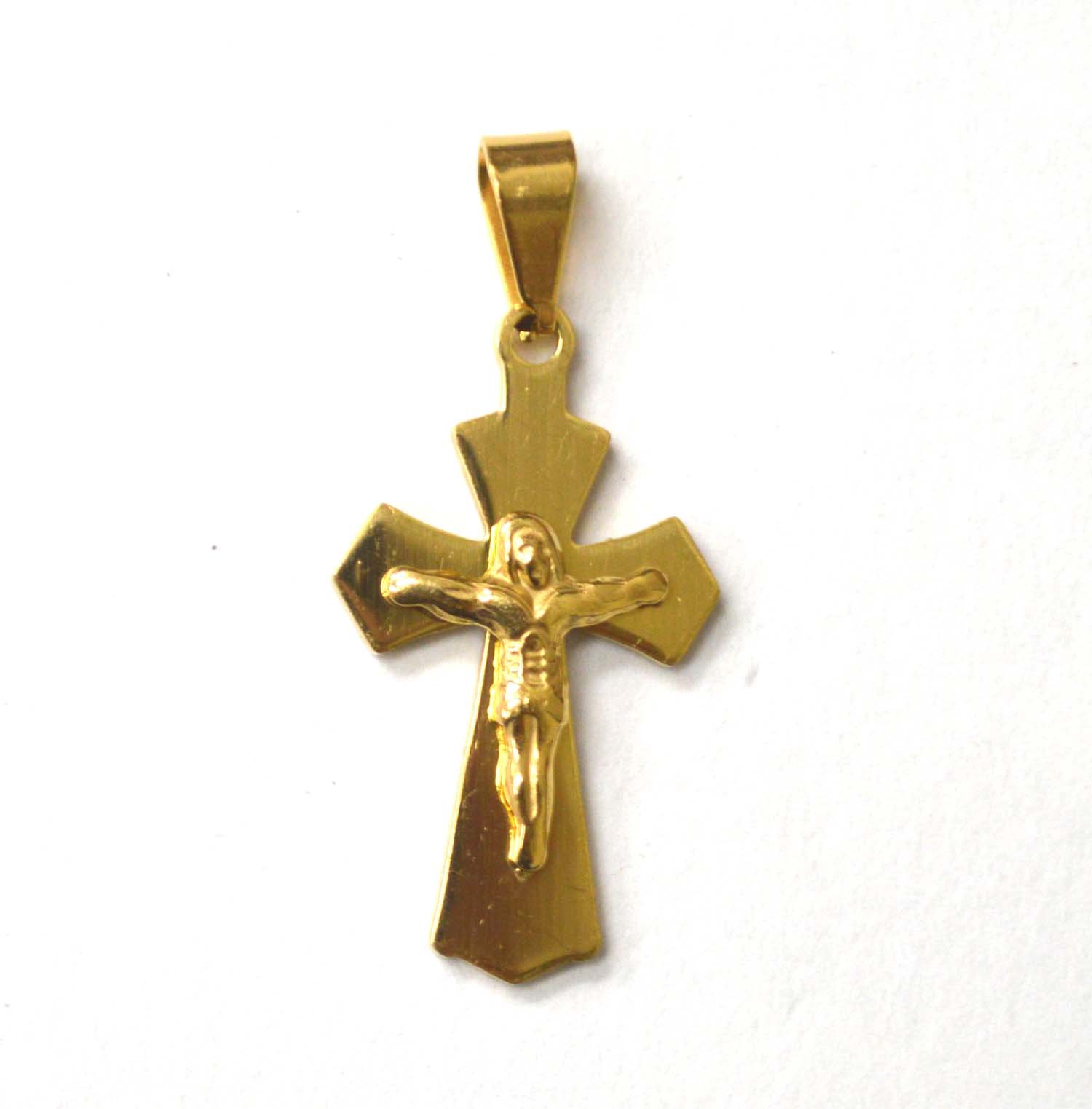 Crucifix Cross Gold IP Plated Pendant 86-2523G