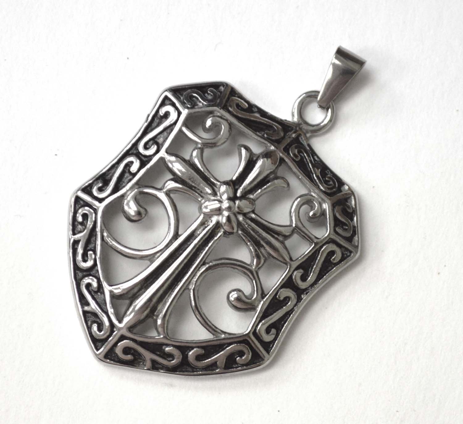 Cross Shield Stainless Steel Pendant 86-2447