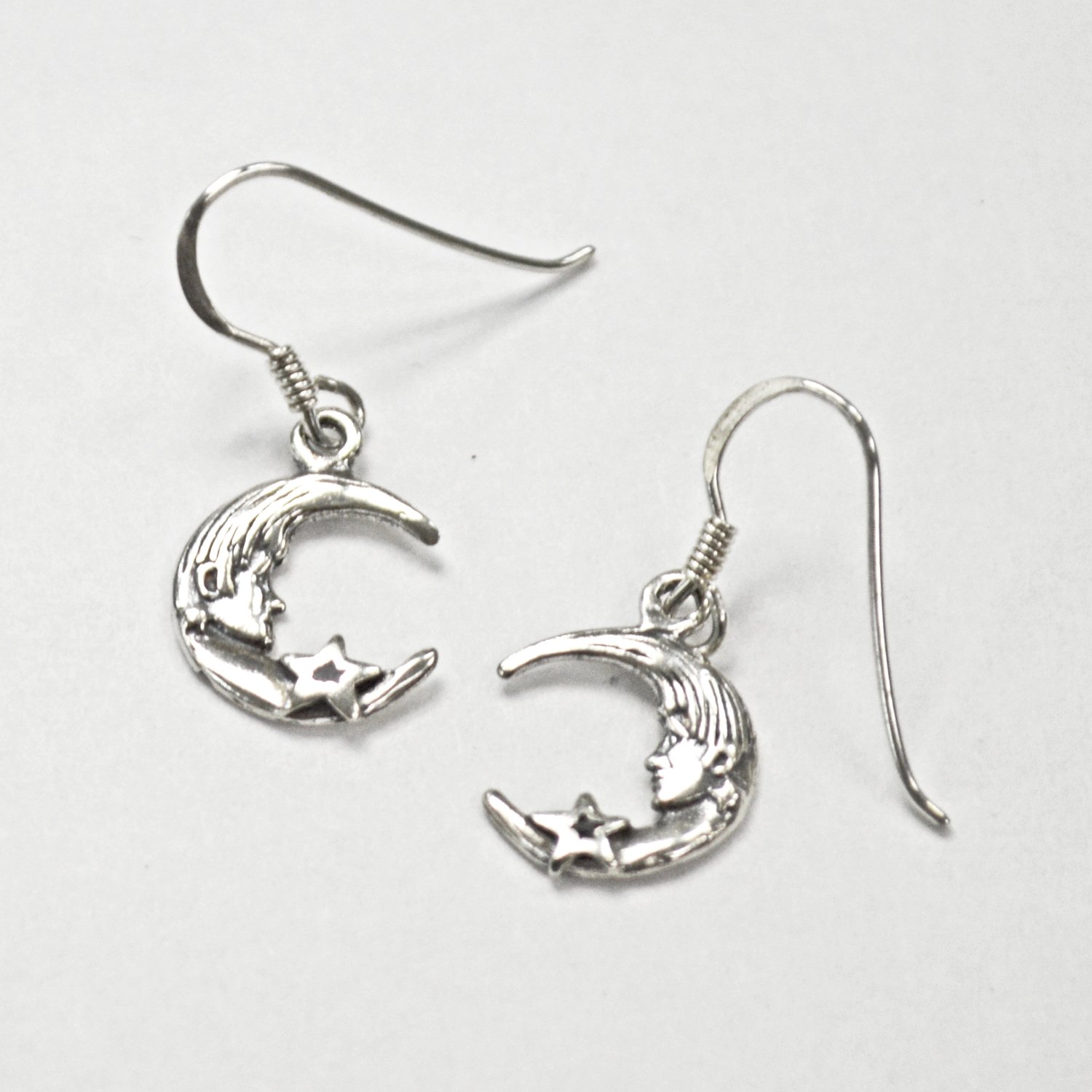 Moon and Star Sterling Silver Earrings 53-5257
