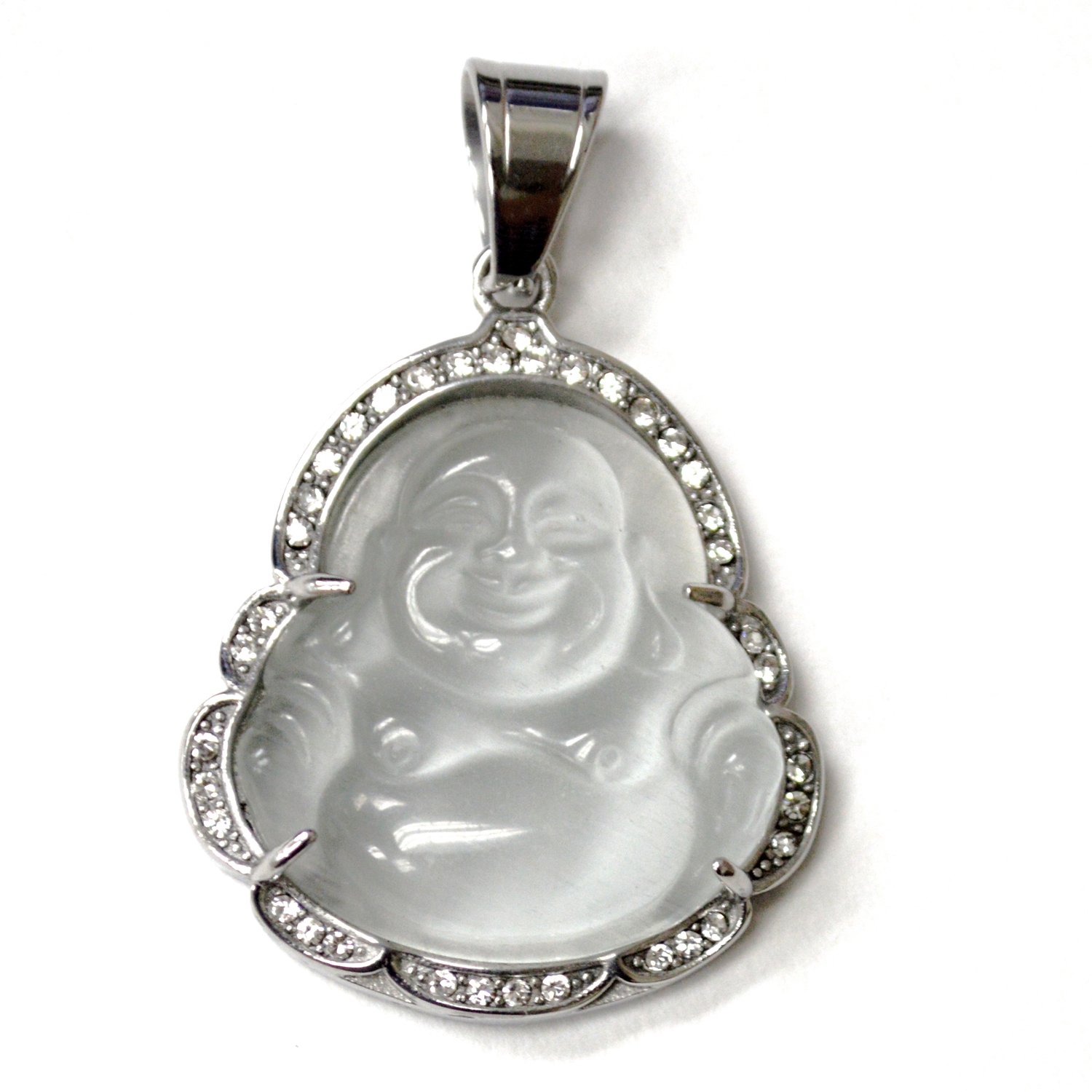 Buddha Stainless Steel Pendant 86-2892S-White