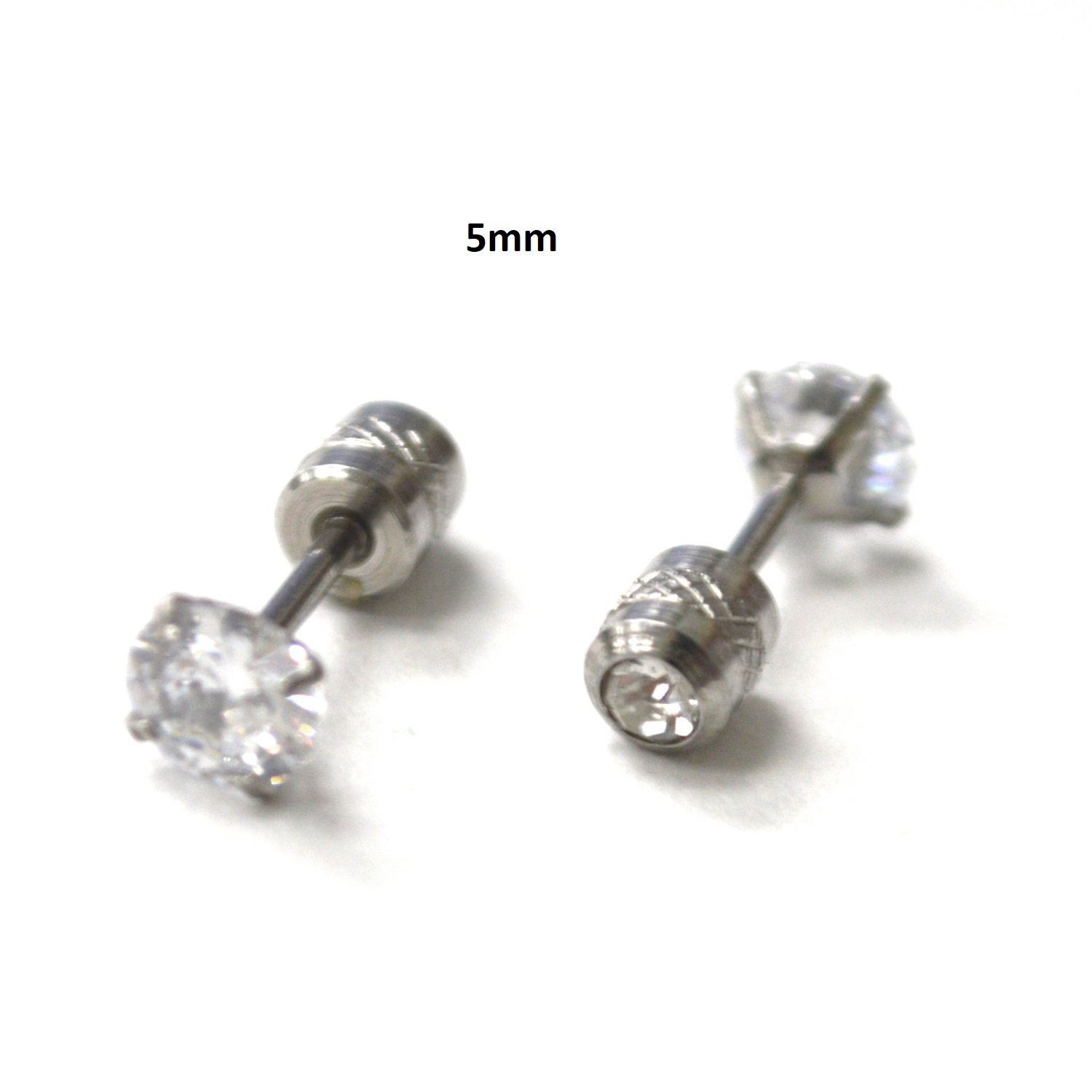 Screw Back CZ Stainless Steel Earrings 83-958S-5