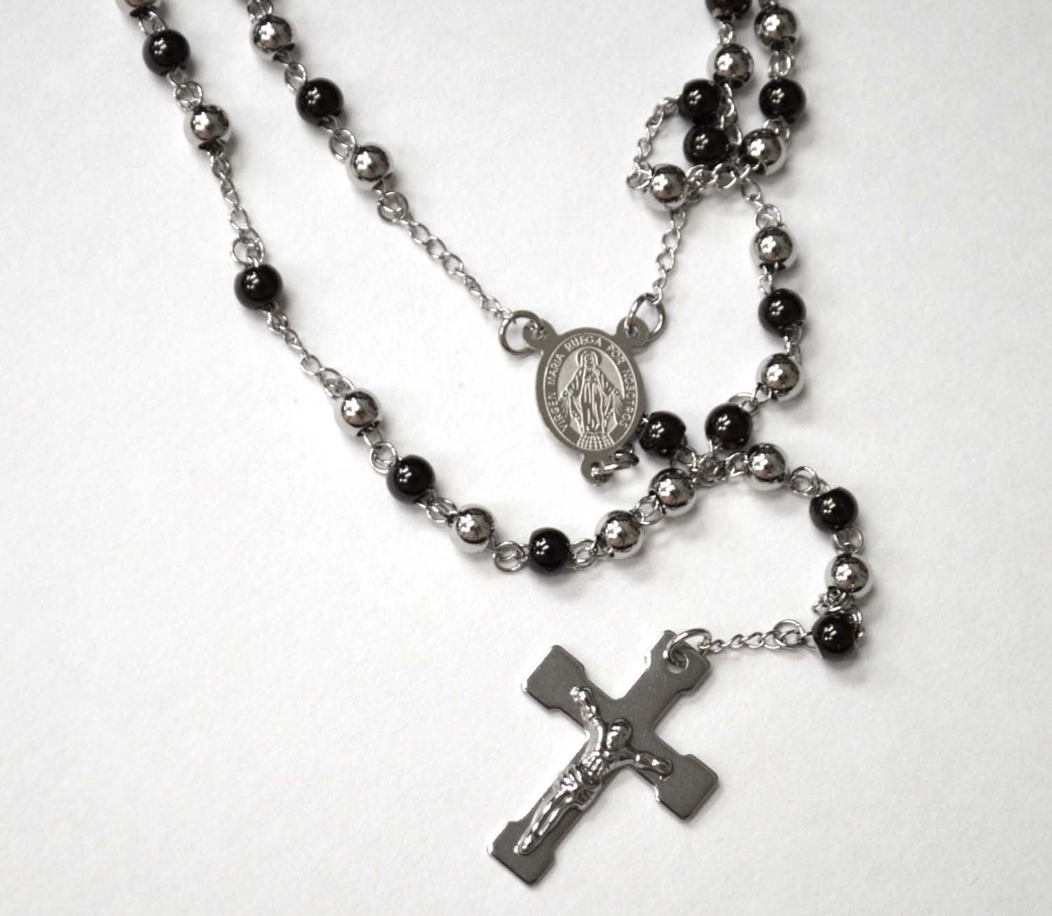 6mm 2 Tone Black Plated Rosary 87-30-2TB