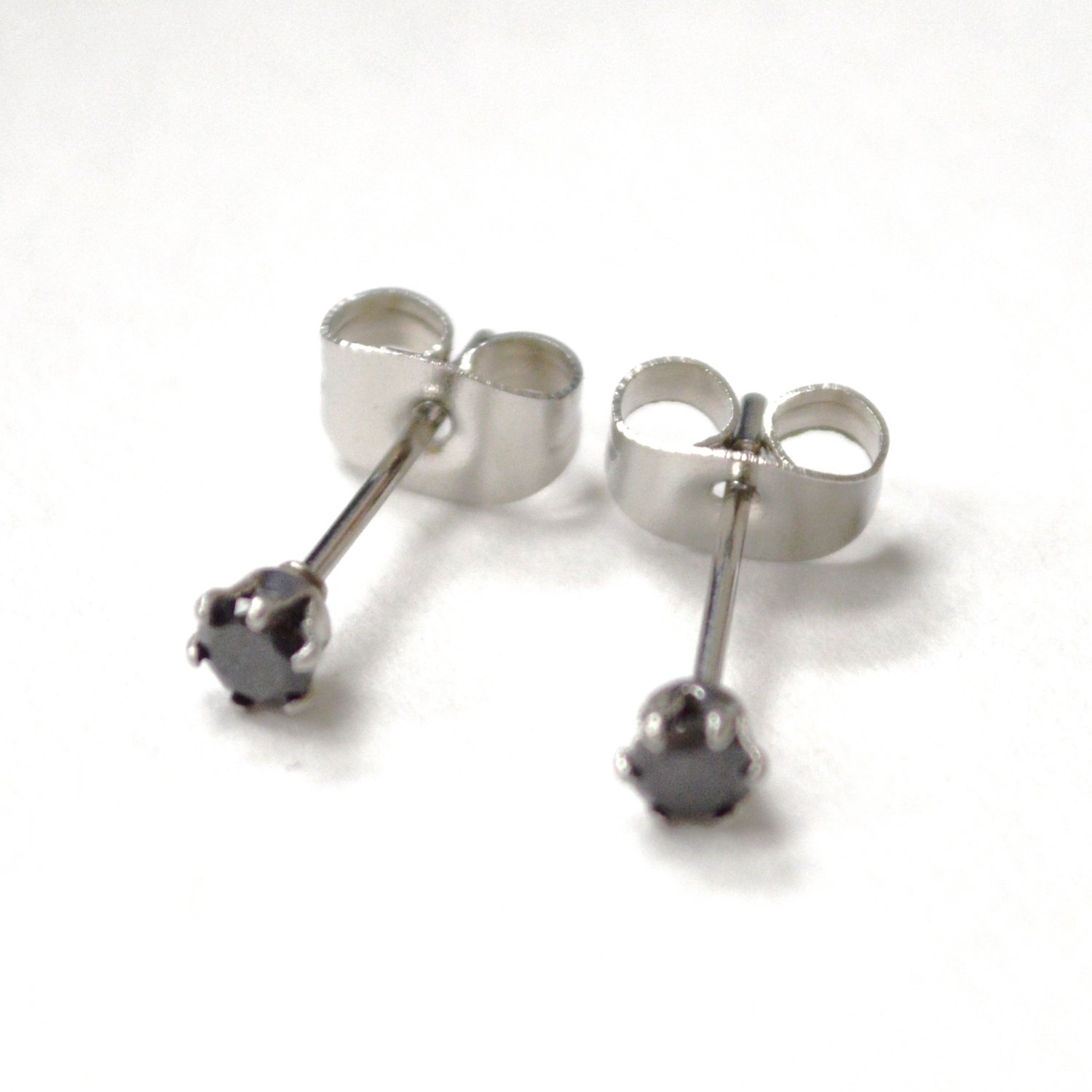 3mm Round Black CZ Stud Earring 83-103B-3