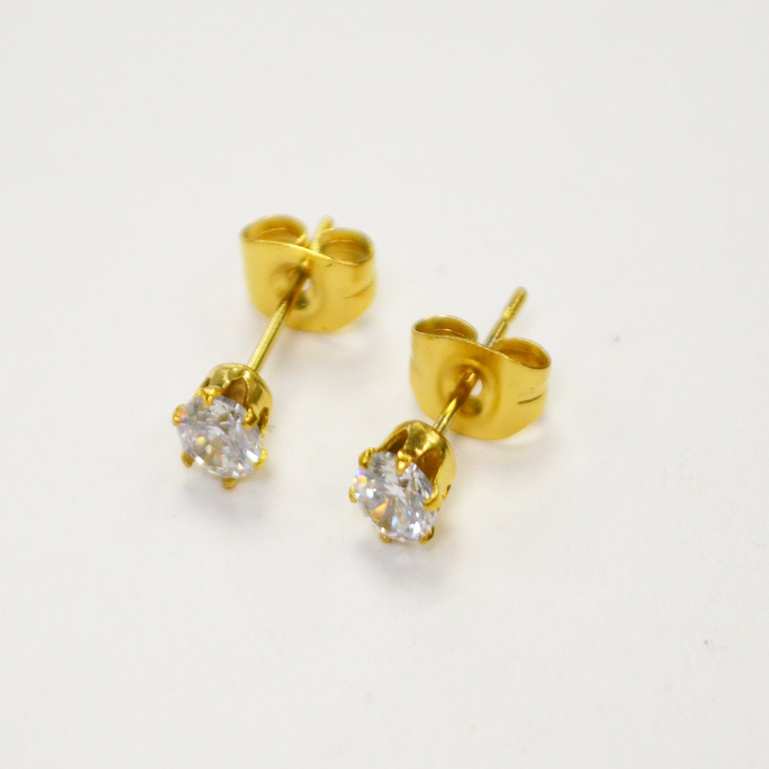 4mm Ro Gold Plated CZ Earrings 83-103G-4 (10 Prs)