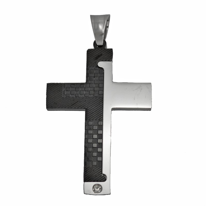 Cross 2 Tone Black Plated Pendant86-1852B