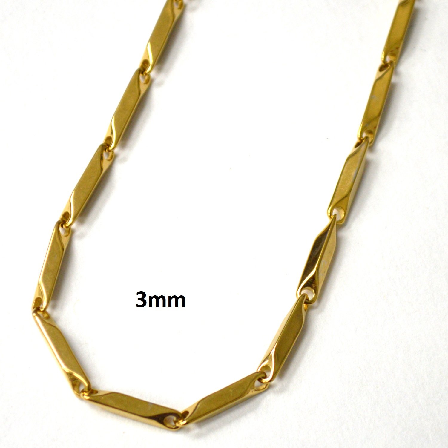 3mm Block Gold Plated Necklace 85-197G-3