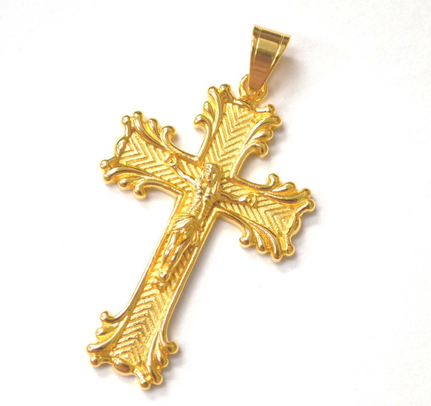 Crucifix Gold Plated Pendant 86-2591G