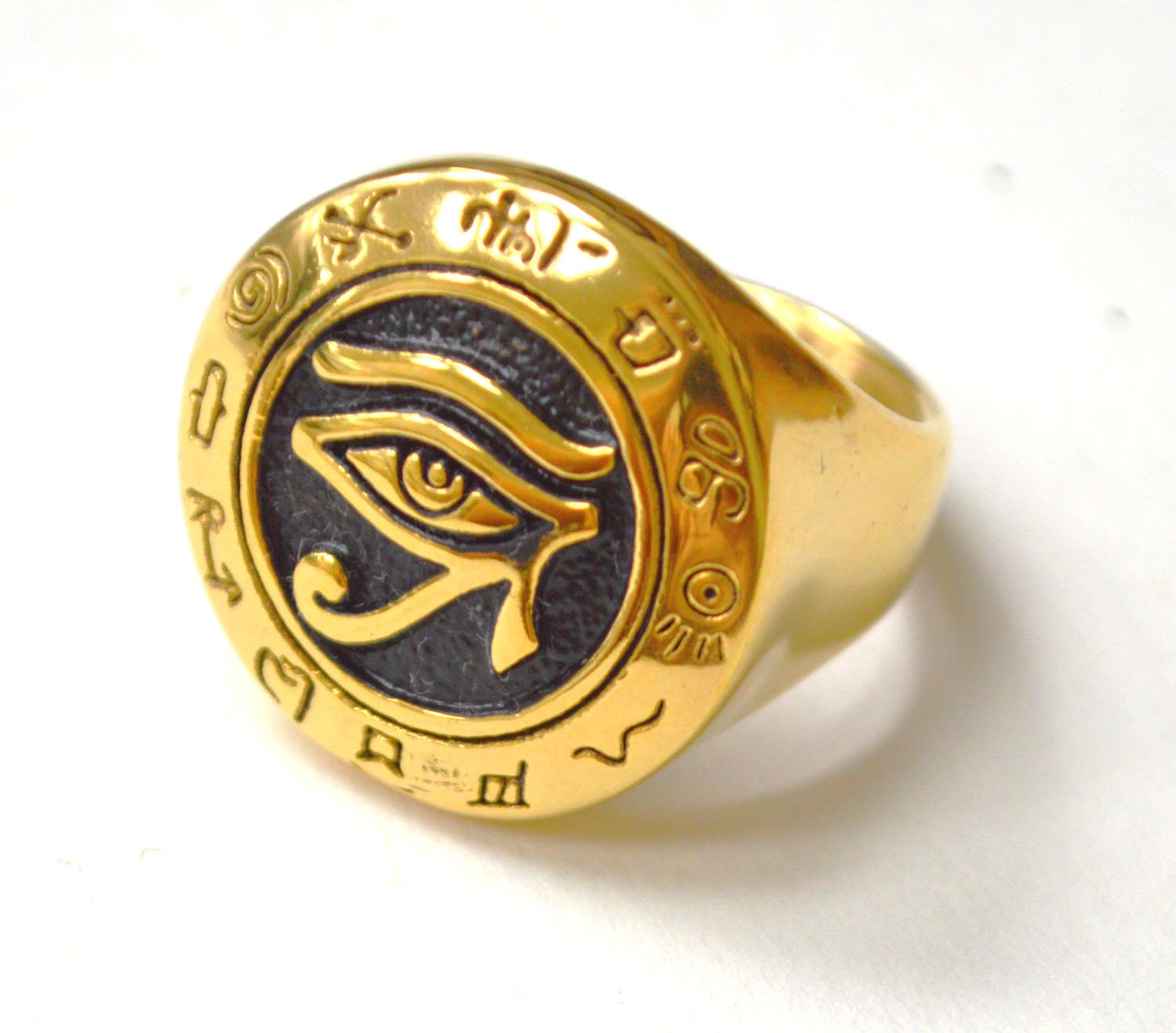 EYE OF HORUS Gold IP Plated Ring 81-1571G-L