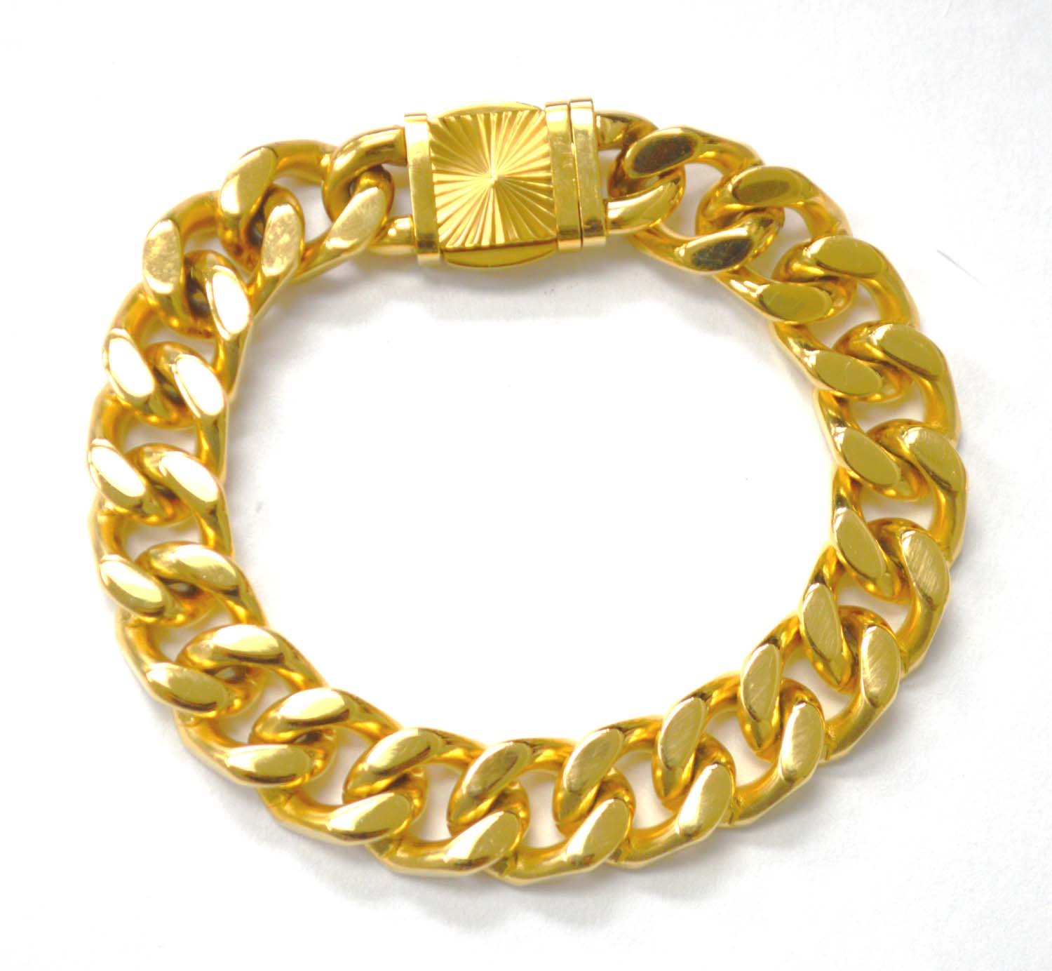 14mm Cuban Sq Gold Plated with Fancy Lock 84-1867G-14-3