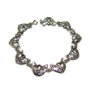 Cat Face Sterling Silver Bracelet 54-2044