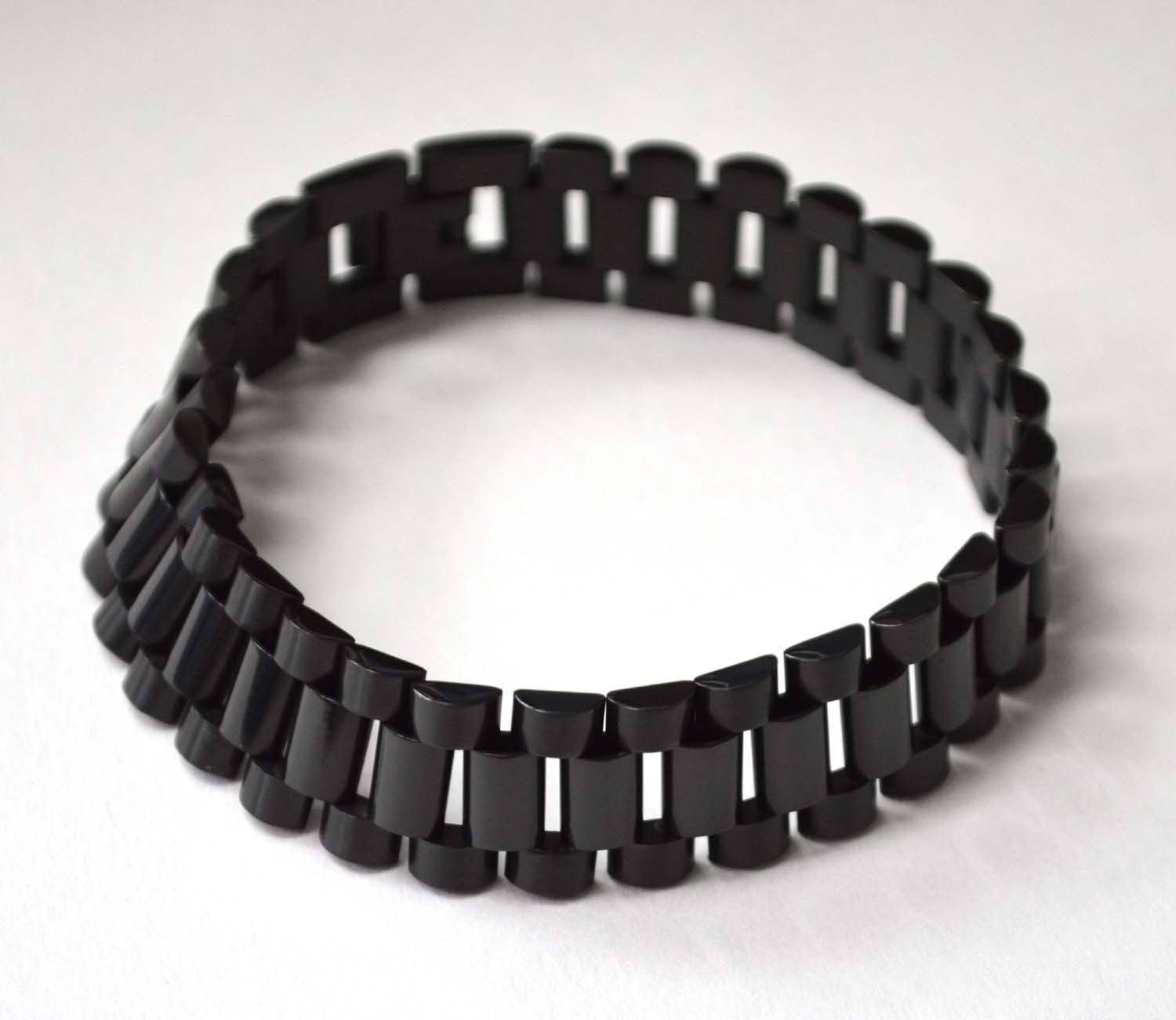 16mm Designer Inspired Black Plated Bracelet 84-1784B-16