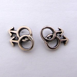 Male/Male Symbol Stud Earring Sterling Silver 53-1032