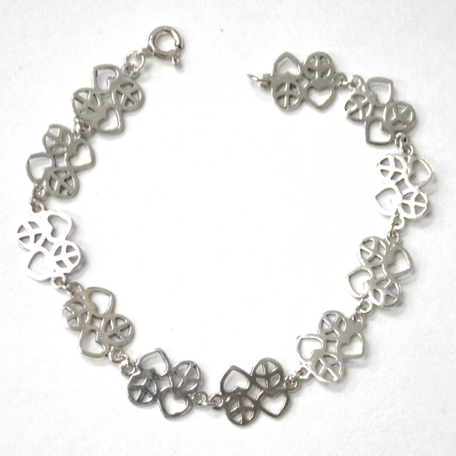 Heart Peace Sterling Silver Bracelet 54-2035