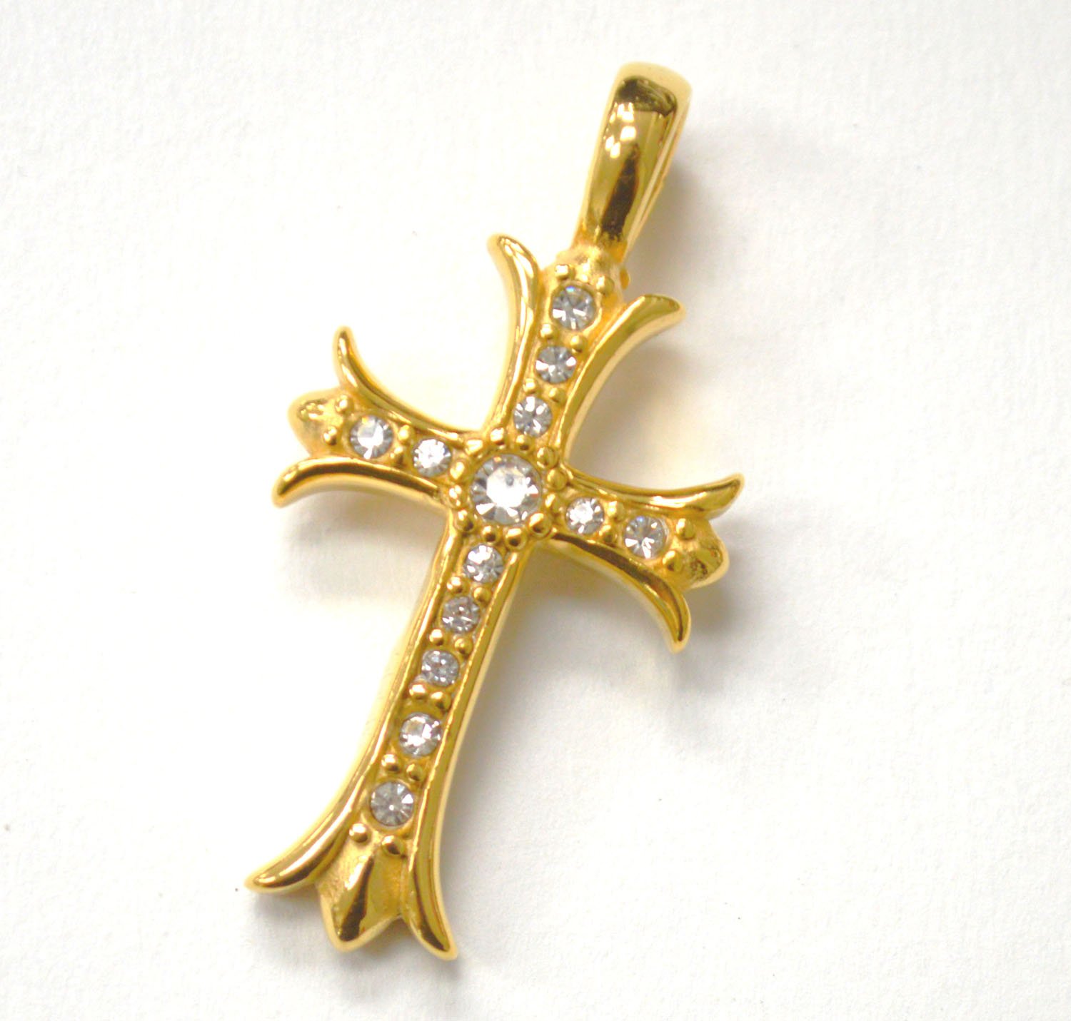 Cross with Stones Gold IP Plated Pendant 86-2334G