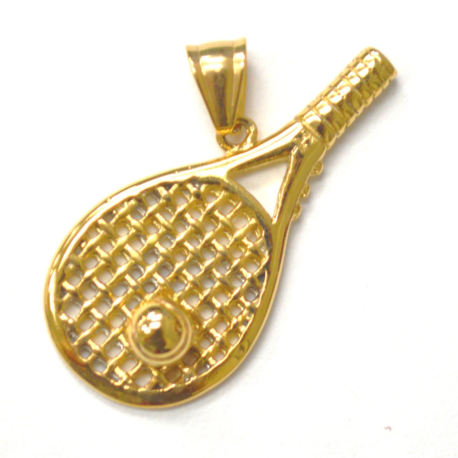Tennis Racket Gold IP Plated Pendant 86-2039G