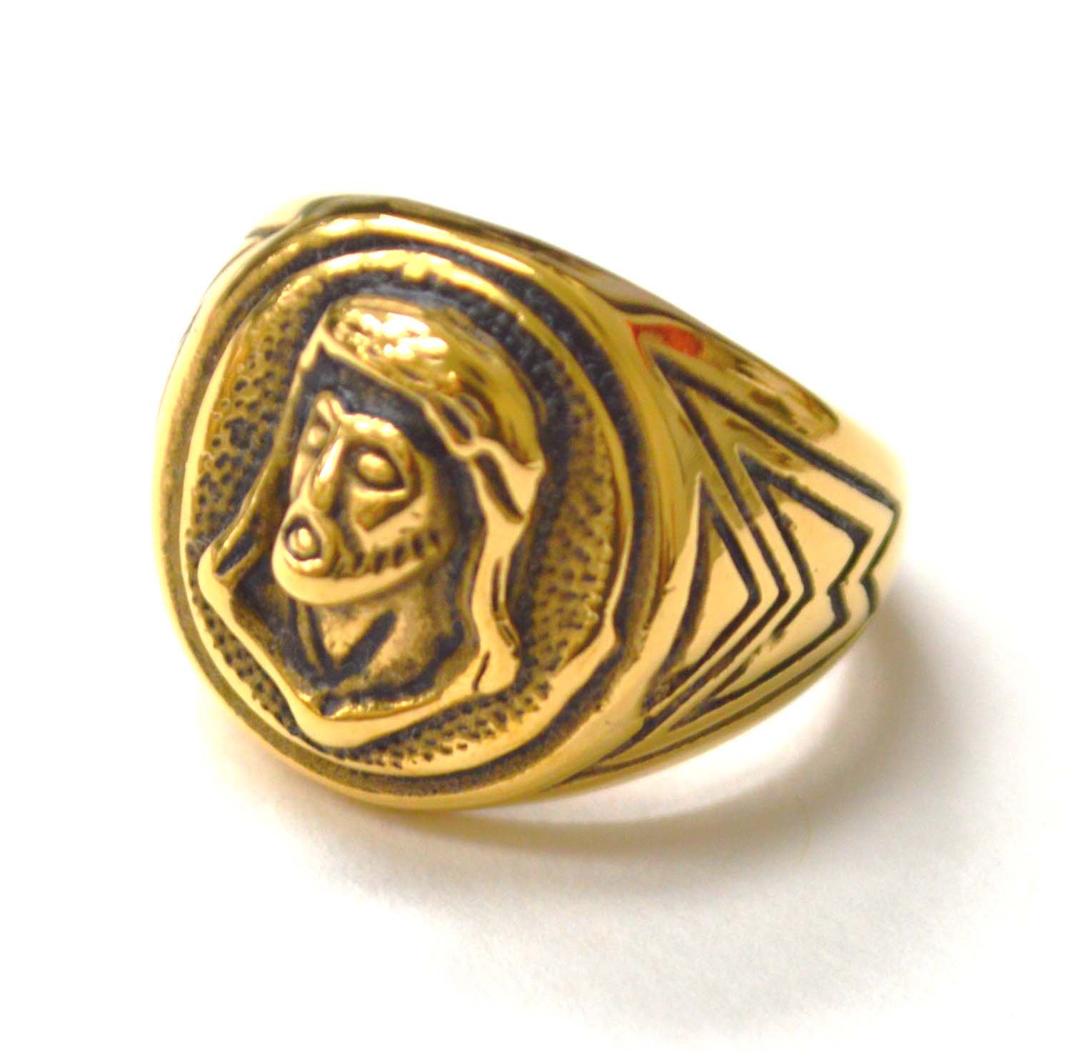 Jesus Face Gold Plated Ring 81-1580G