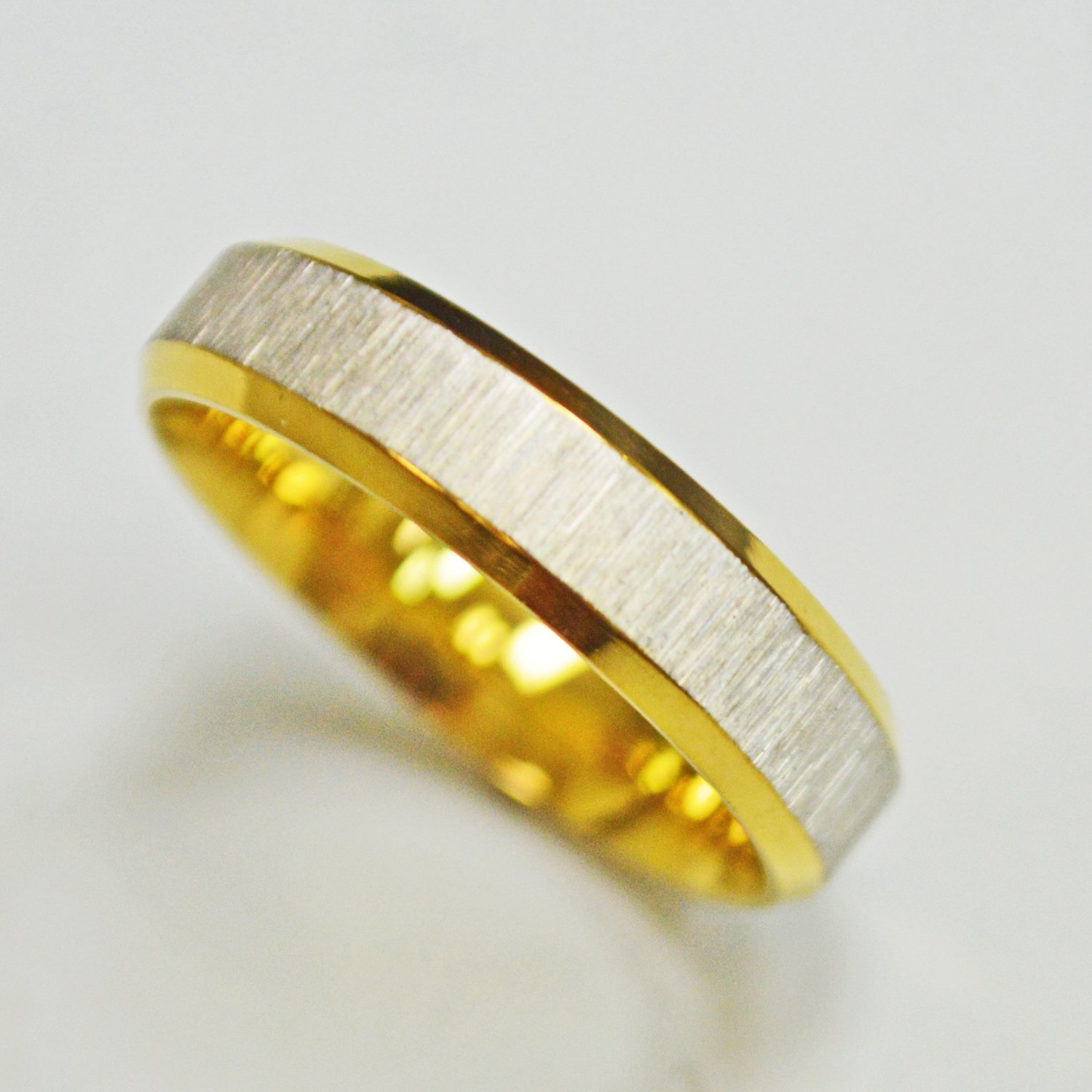 Two Tone Gold Mesh Bevel Ring (5mm) 81-363-5