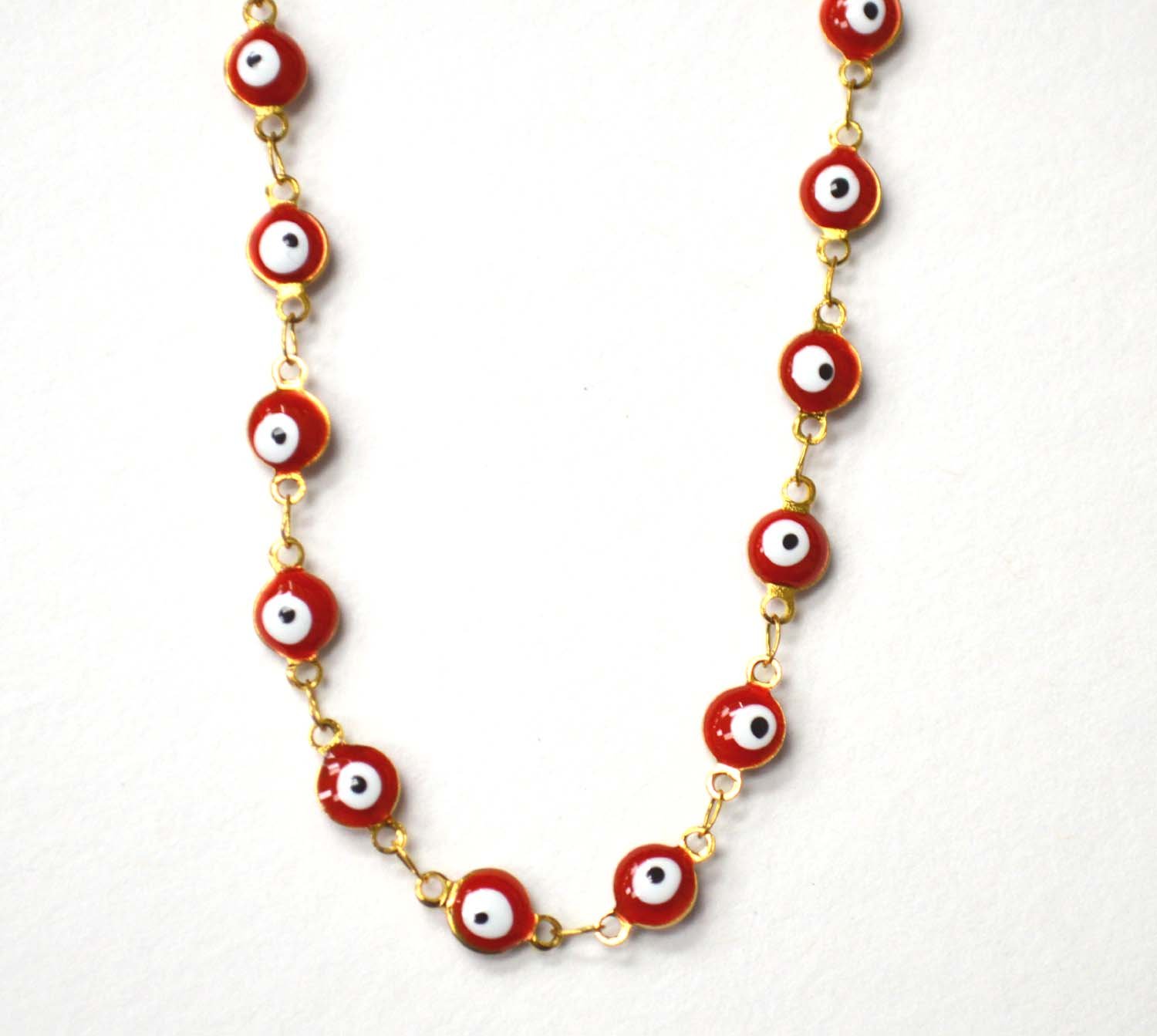 Eye Gold IP Plated Necklace 85-1815G-Red