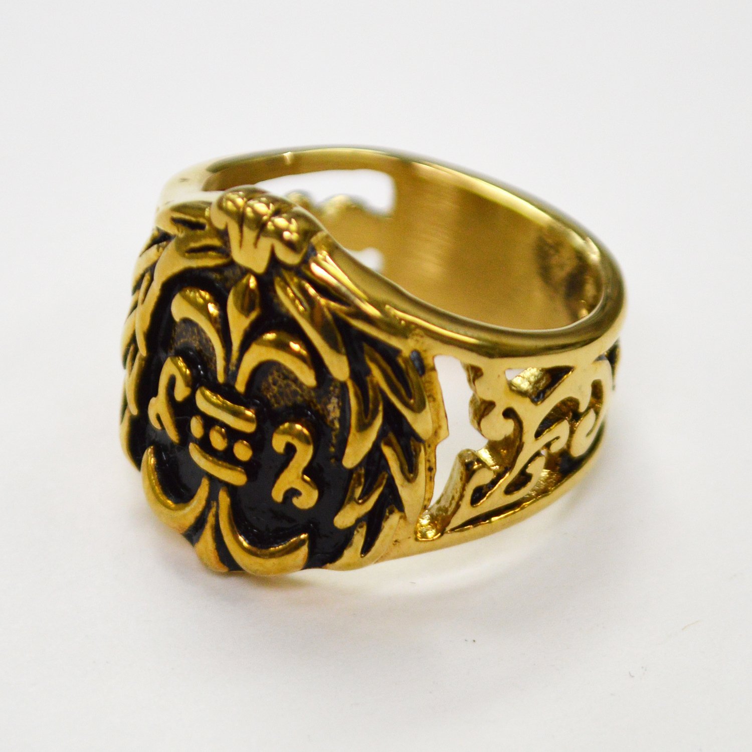 FLEUR DE LIS GOLD IP PLATE RING (19mm) 81-1249G