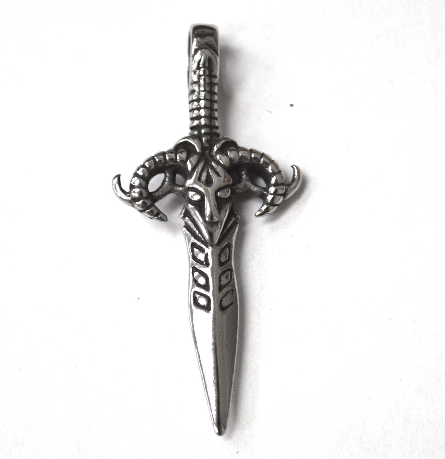 Sword with Ram Head Stainless Steel Pendant 86-2376S