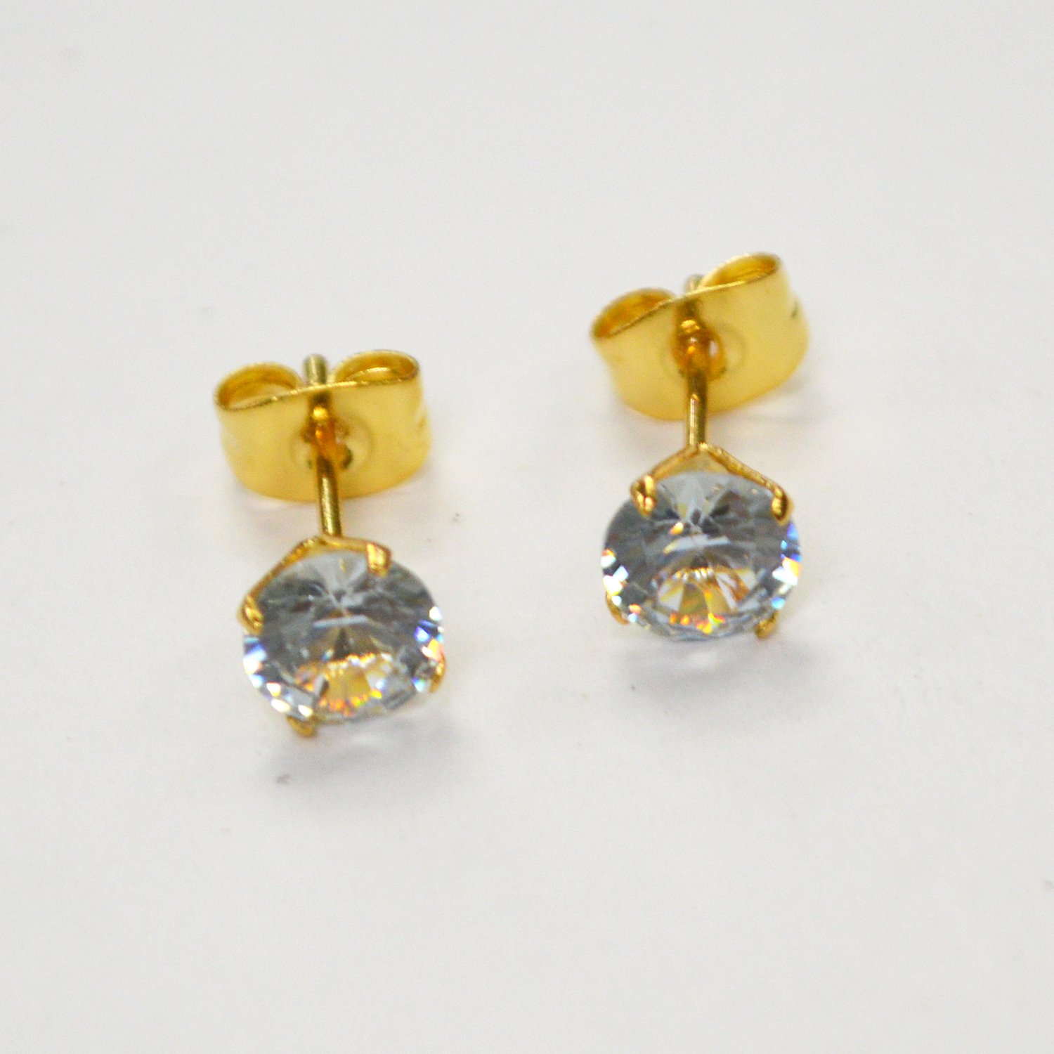 6mm Ro Gold Plated CZ Earrings-83-103G-6 (5 prs)