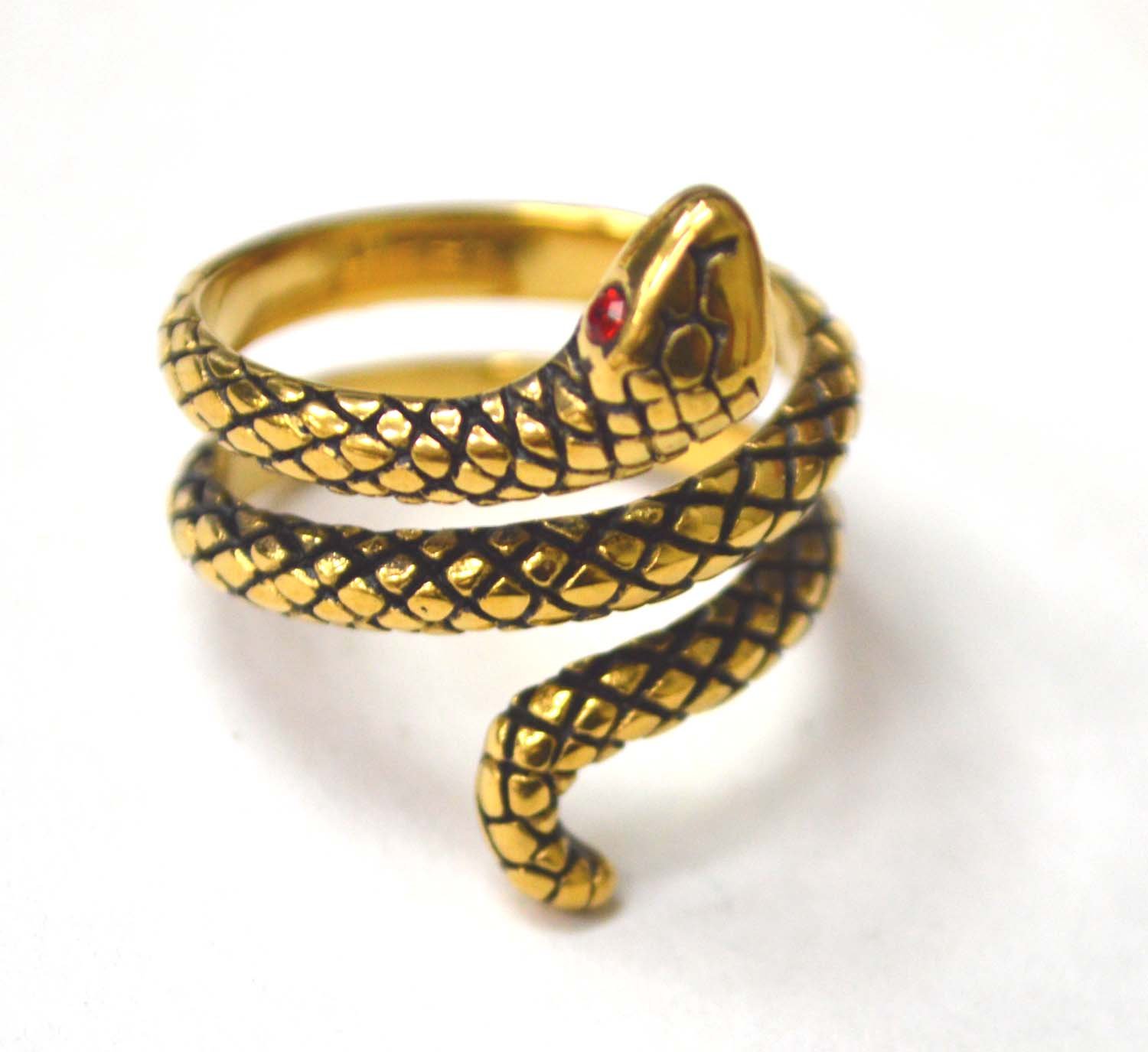 SNAKE GOLD IP PLATED With Red Eye 81-1339G-1-Red
