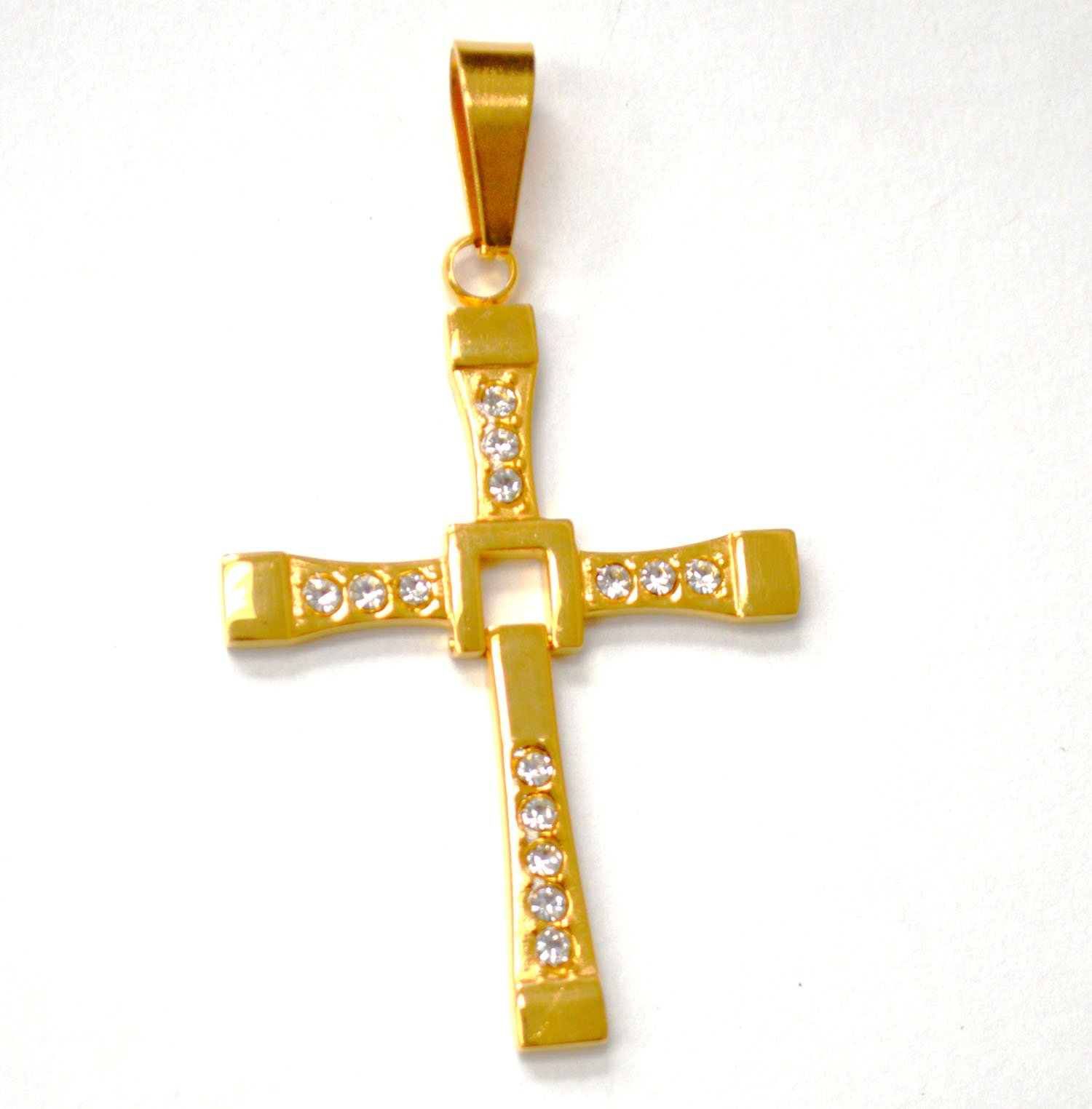 Cross with Stones Movable Gold Plated Pendant 86-2862G