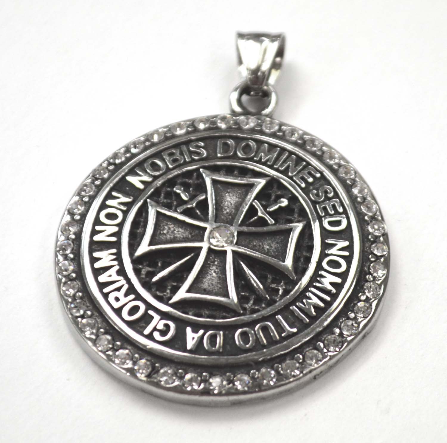 Roman Cross with Stones Stainless Steel Pendant 86-2345