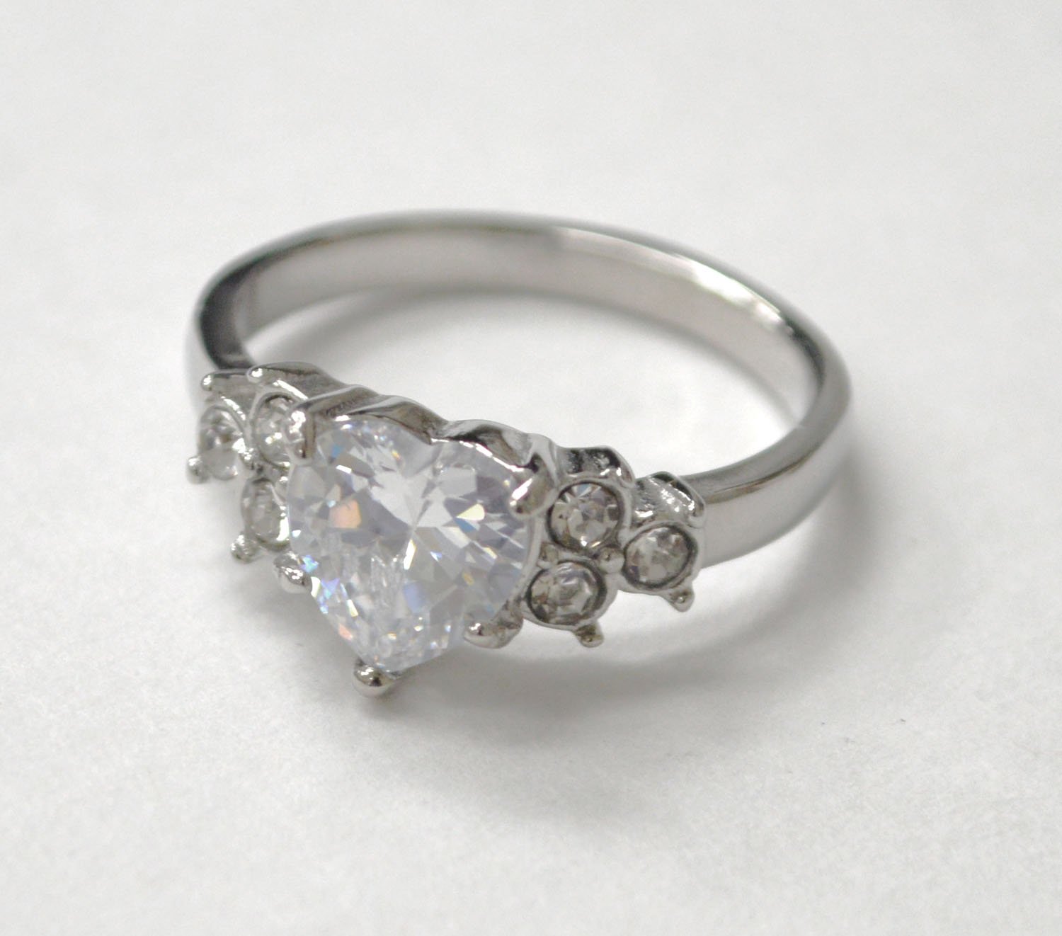 Heart CZ Stainless Steel Ring 81-1605S