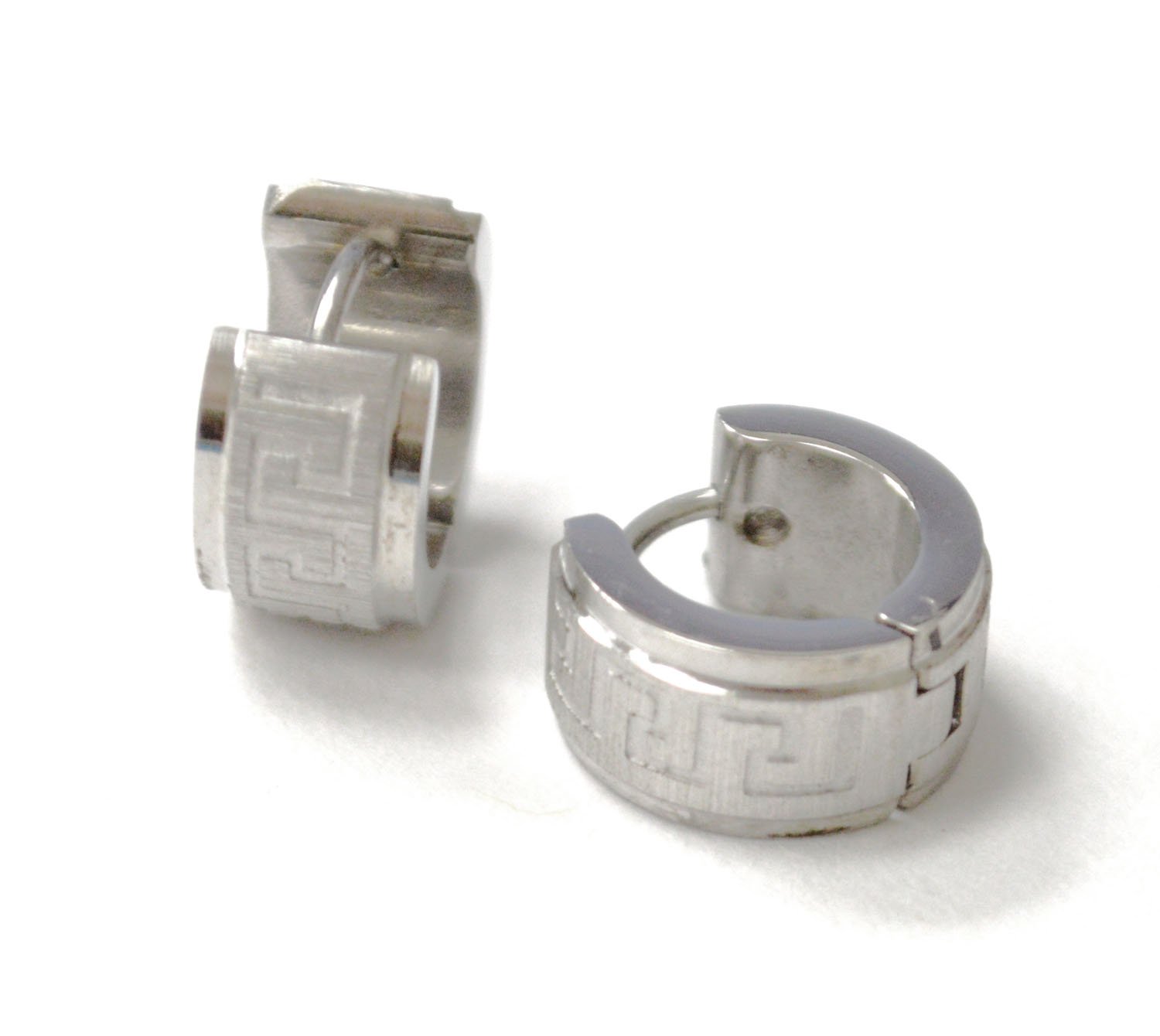 Glitter Stainless Steel  Huggies Earring 83-343S