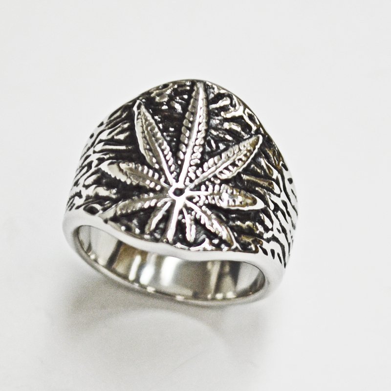 Marijuana Leaf Stainless Steel Ring 81-1266S