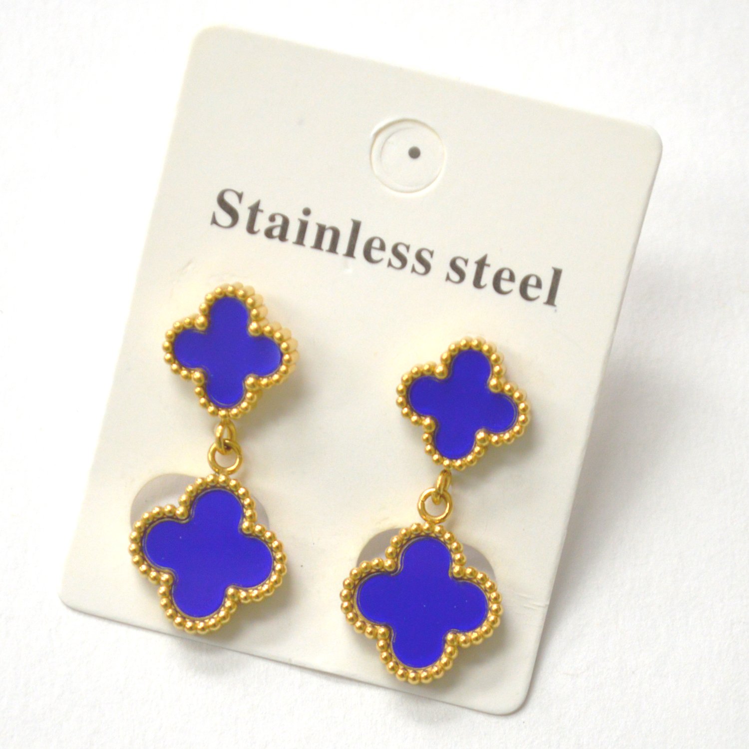 Designers Inspired Gold Plated Earrings 83-965G Blue