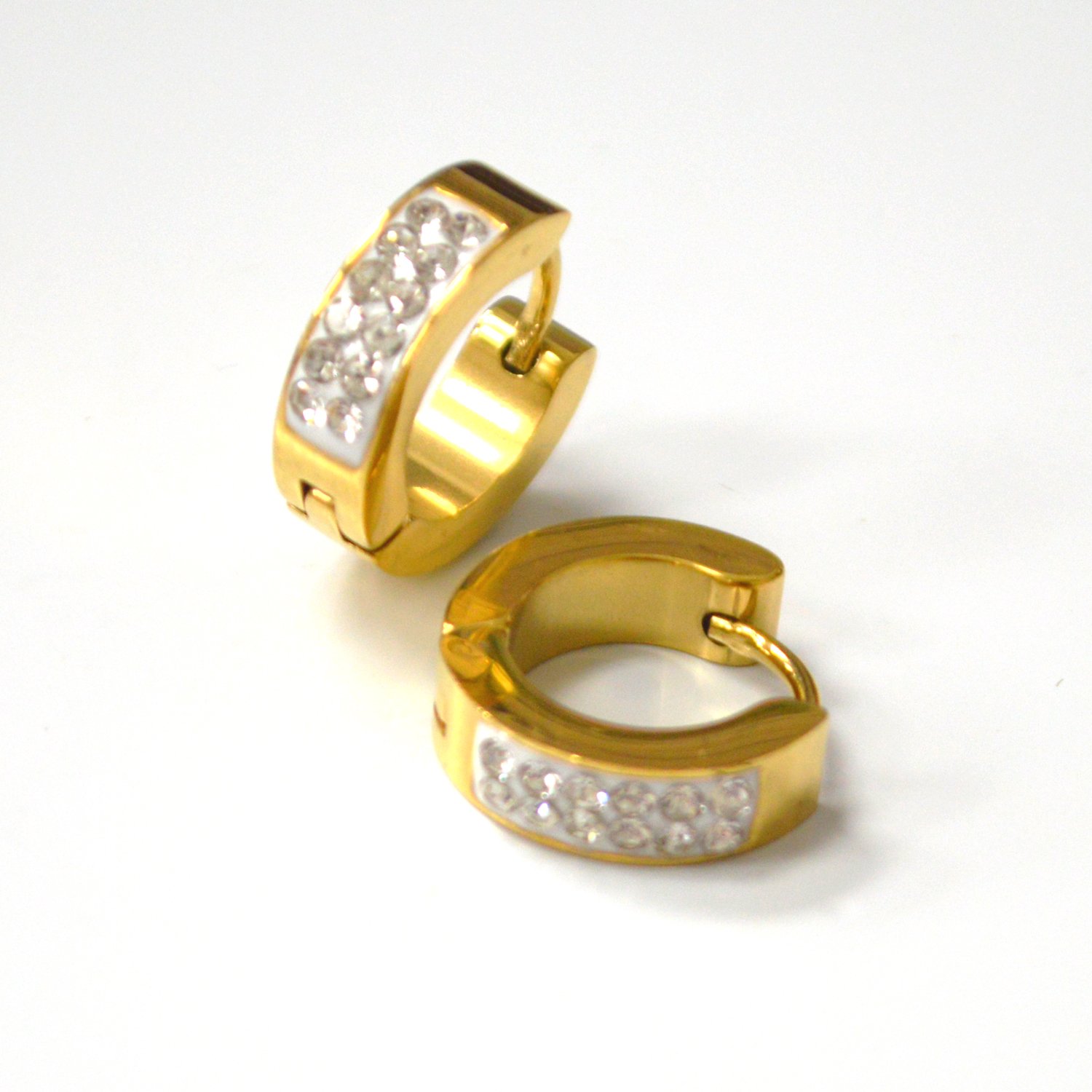 Multi Stones Gold Plated Huggies Earring 83-406G